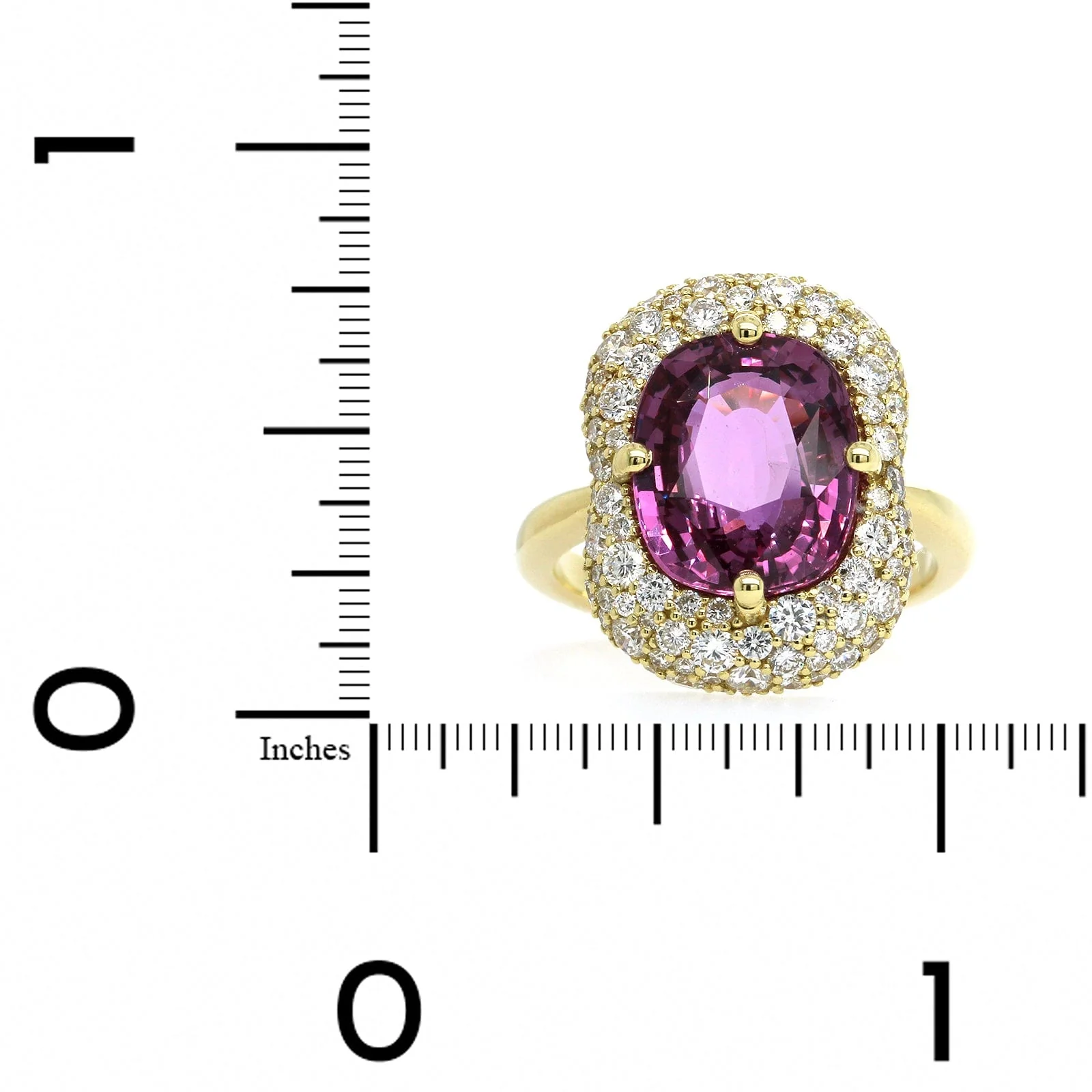 18K Yellow Gold Natural Pink Sapphire Diamond Ring - Image 3