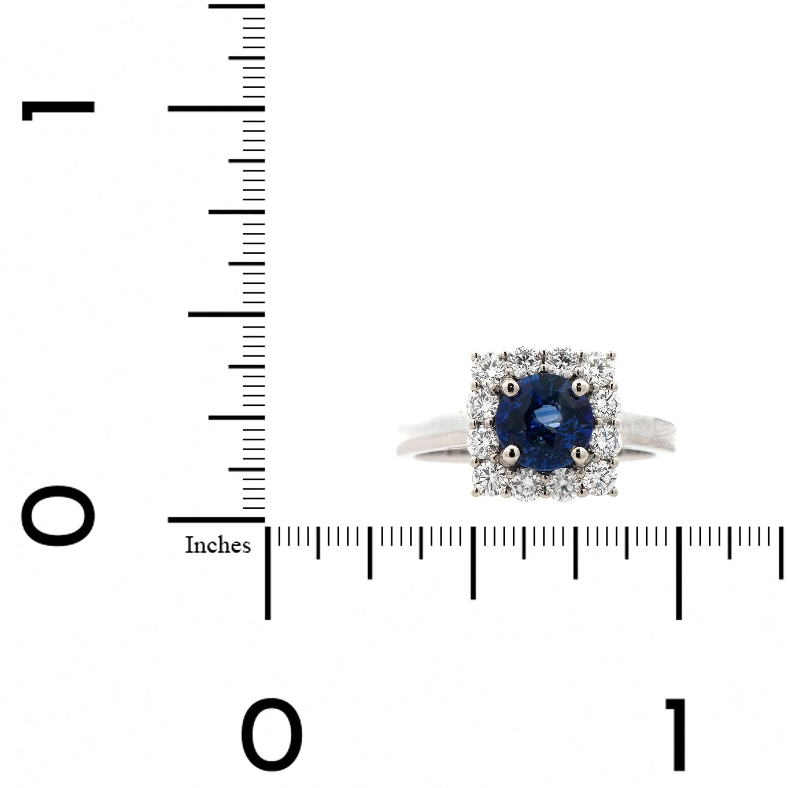 14K White Gold Round Sapphire and Diamond Ring - Image 3