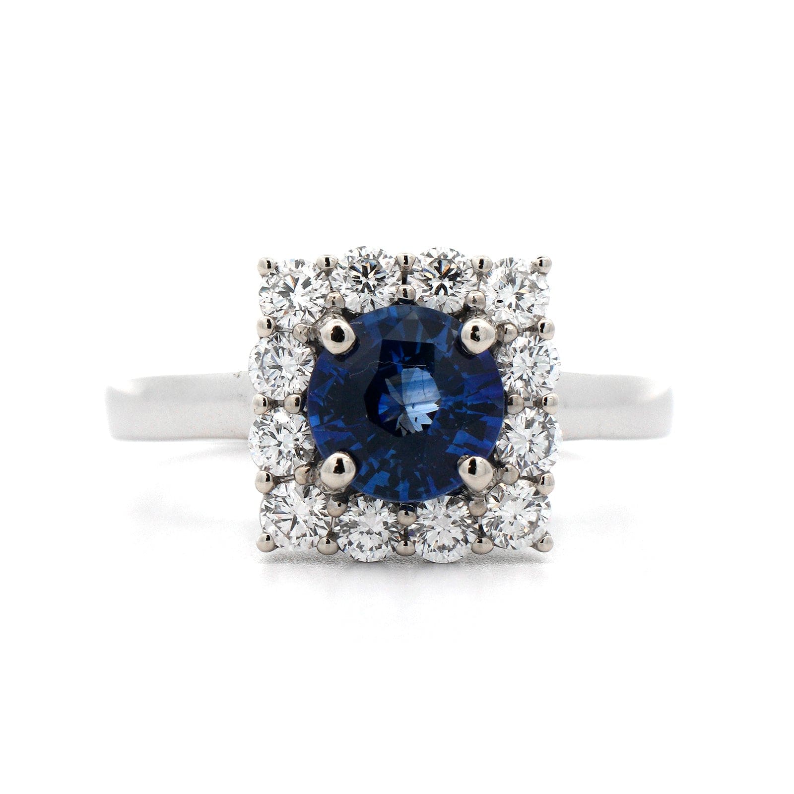 14K White Gold Round Sapphire and Diamond Ring - Image 4