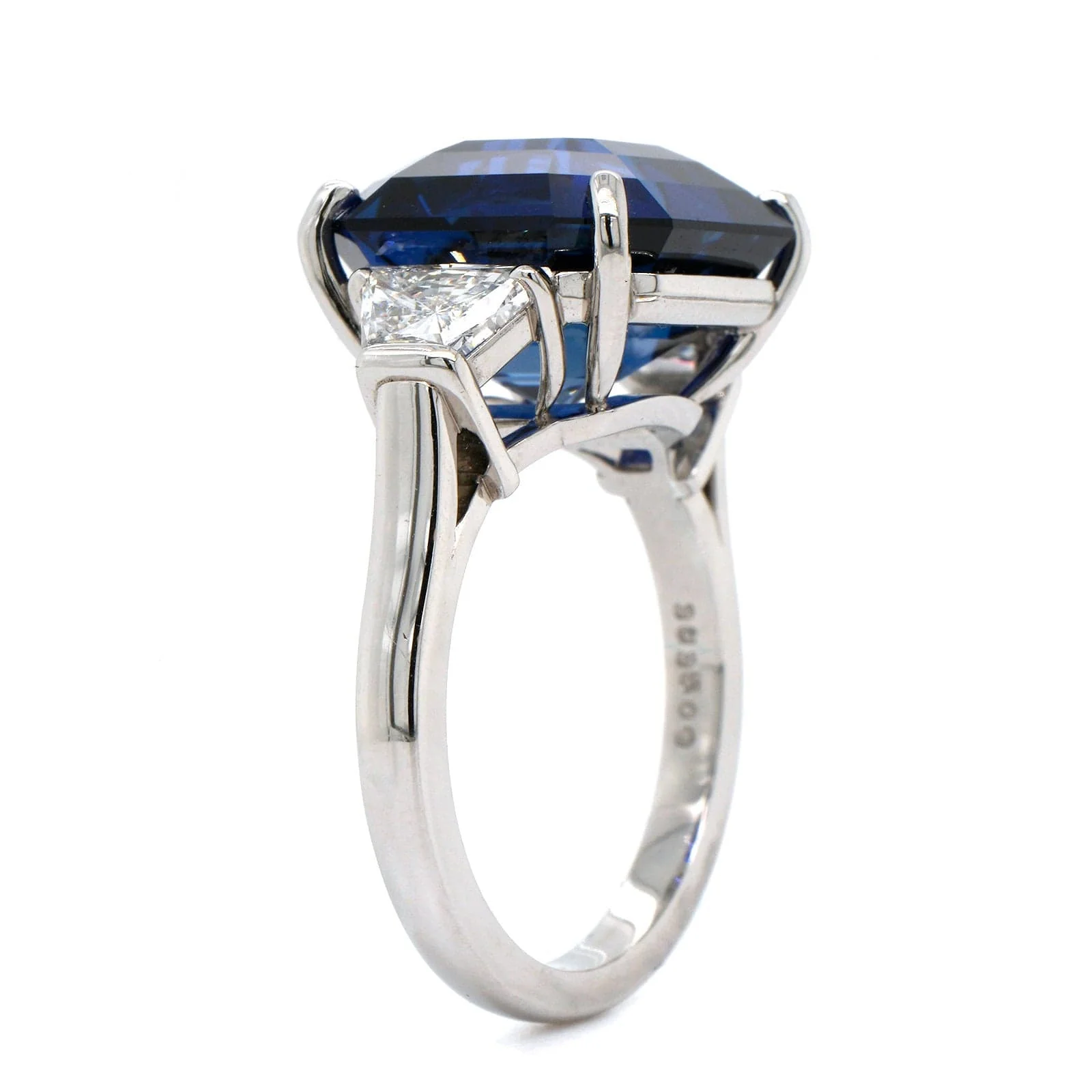 Oscar Heyman Platinum 3 Stone Sapphire & Diamond Ring - Image 2