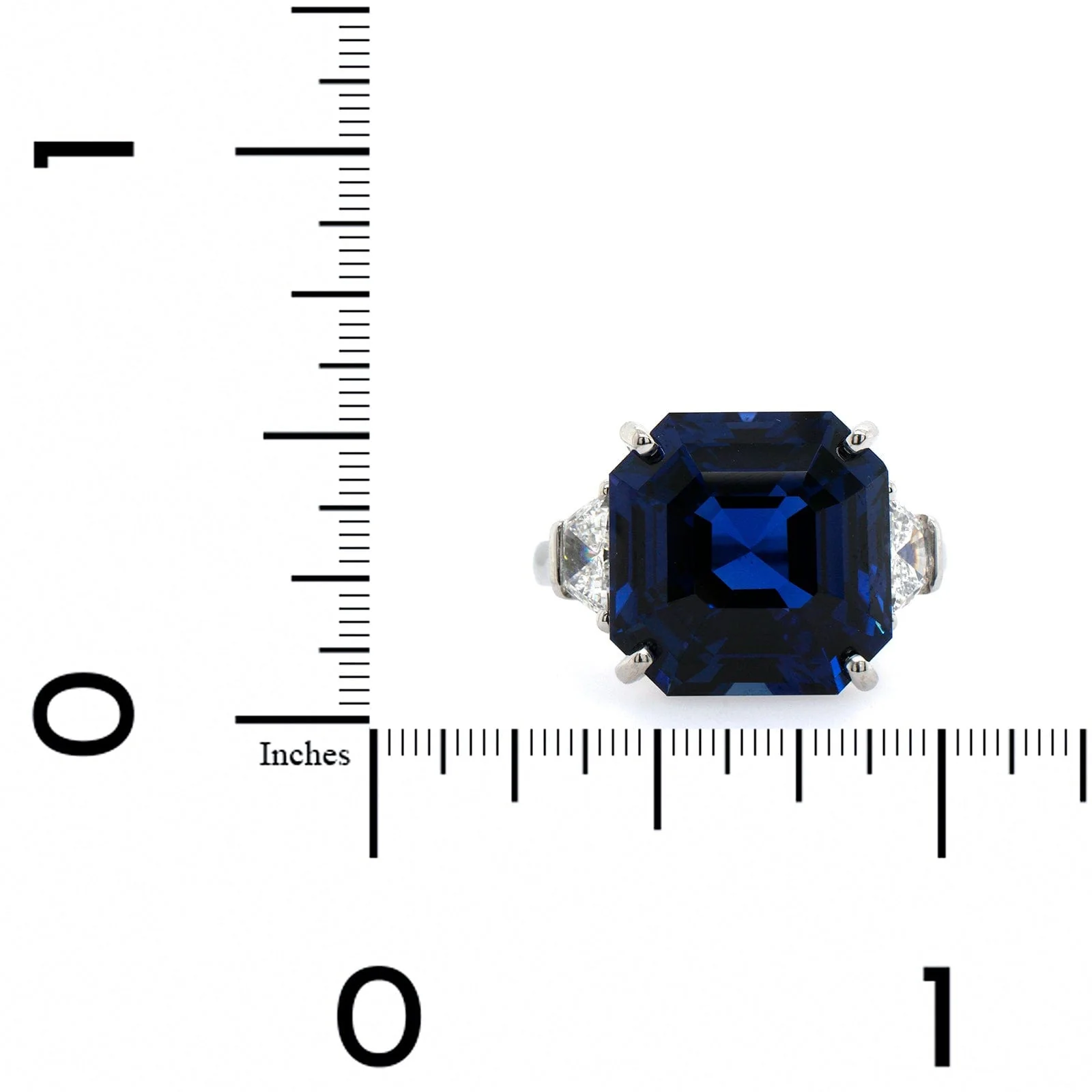 Oscar Heyman Platinum 3 Stone Sapphire & Diamond Ring - Image 3