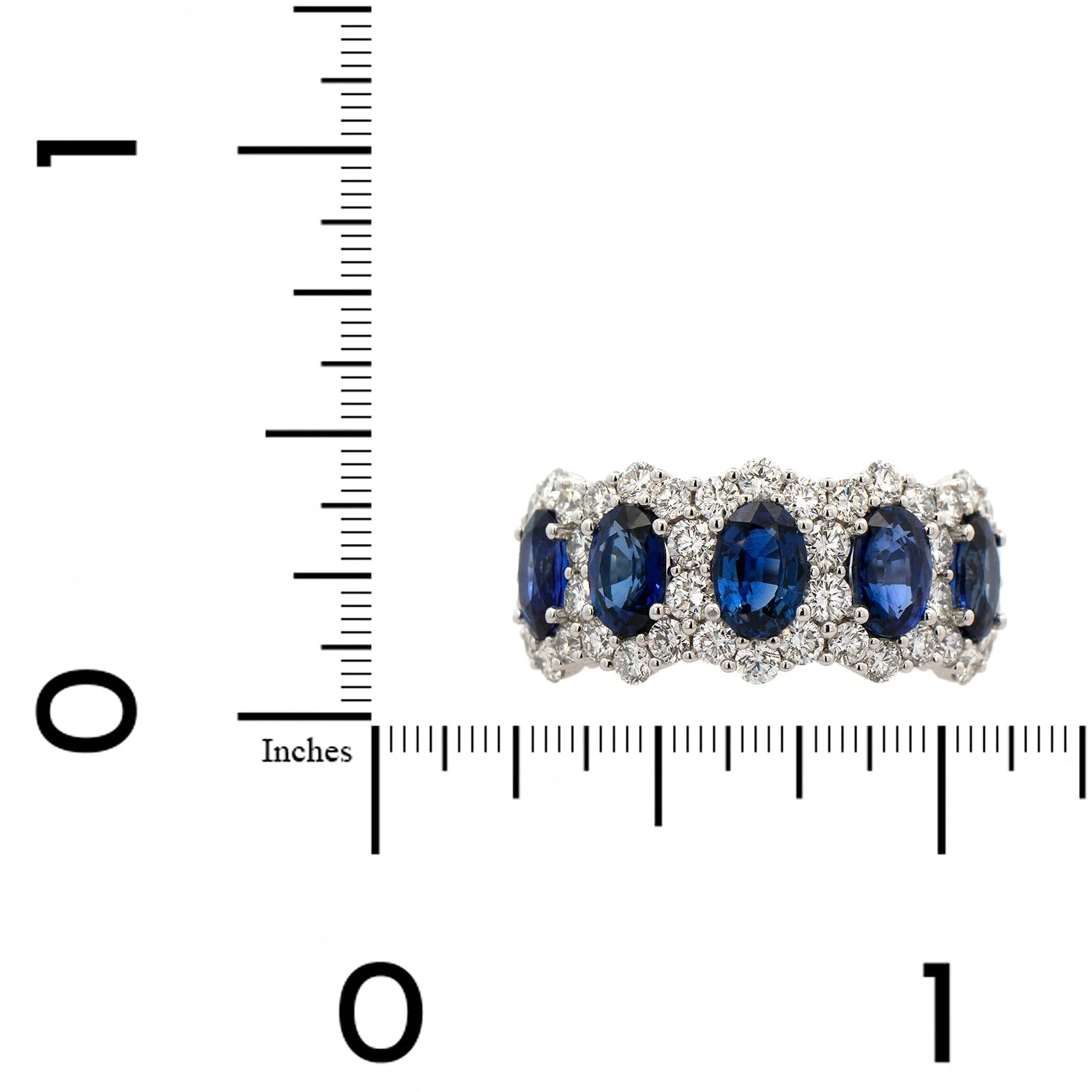 18K White Gold Oval Sapphire and Diamond Halo Ring - Image 3