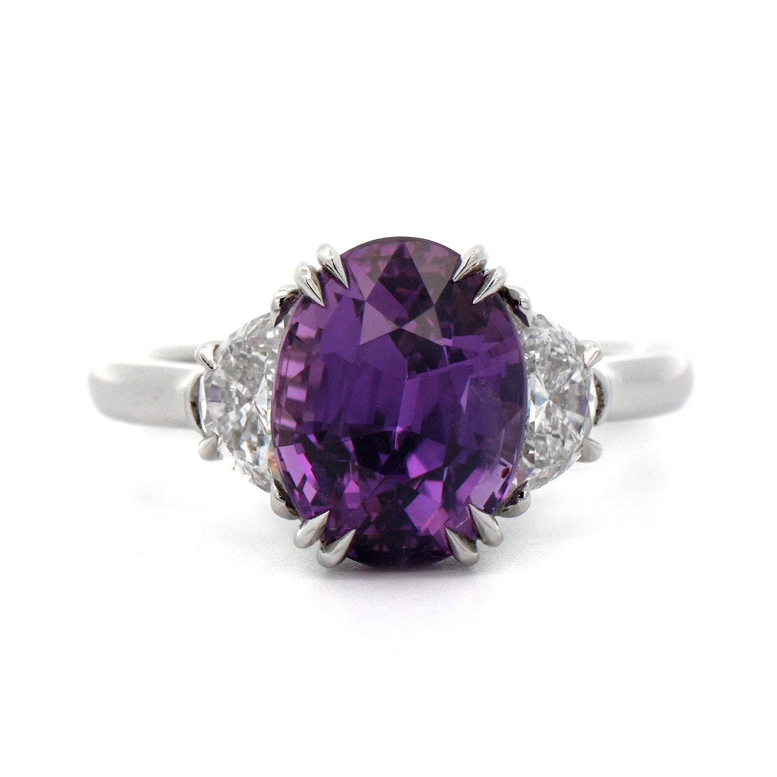 Platinum 3 Stone Sapphire and Diamond Ring