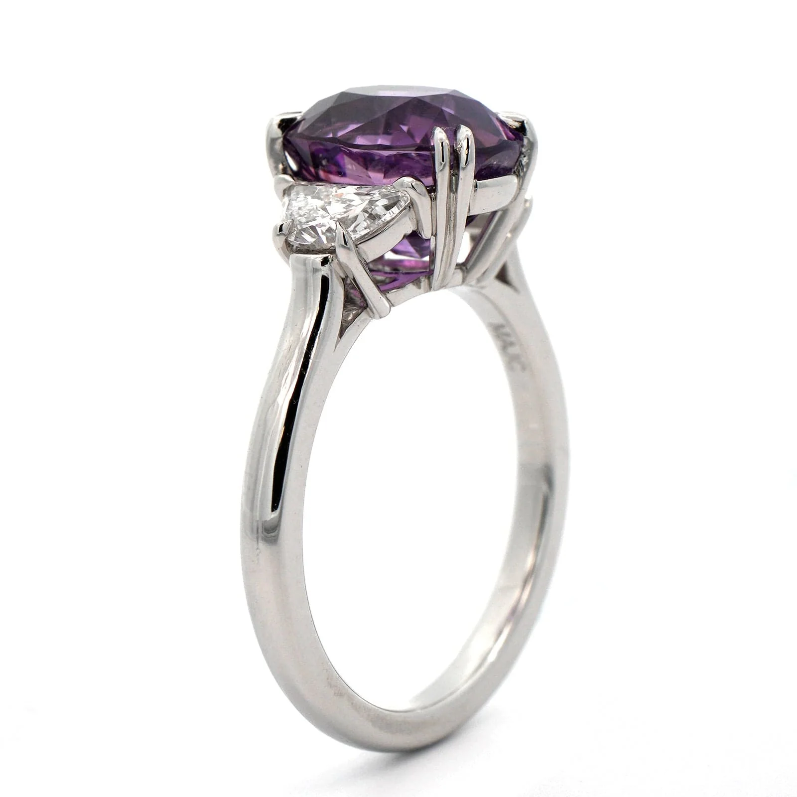 Platinum 3 Stone Sapphire and Diamond Ring - Image 2