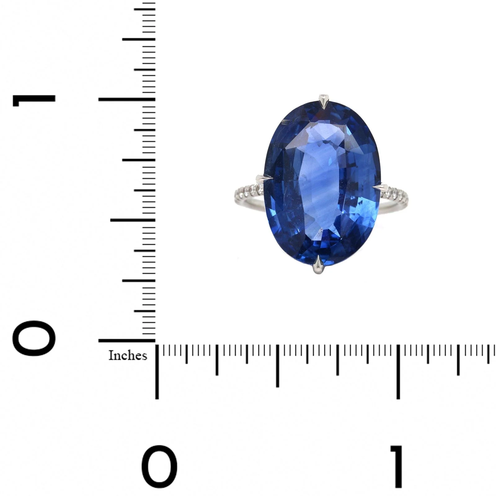 Platinum Oval Blue Sapphire and Diamond Ring - Image 4