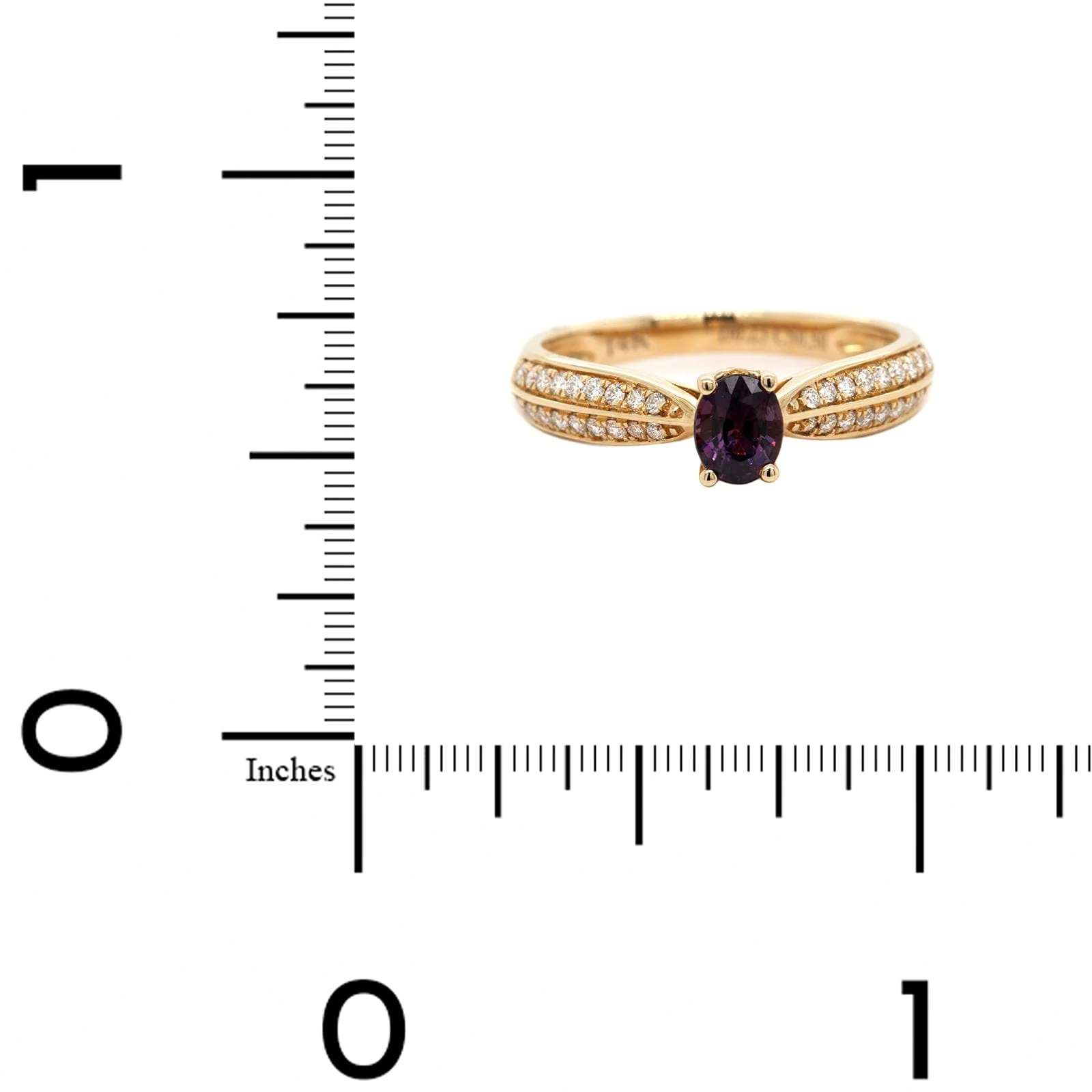 14K Yellow Gold Oval Sapphire and Diamond Ring - Image 4