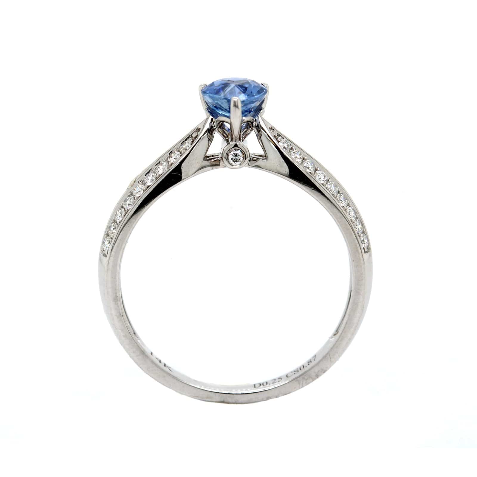 14K White Gold Pear Sapphire and Diamond Ring - Image 2