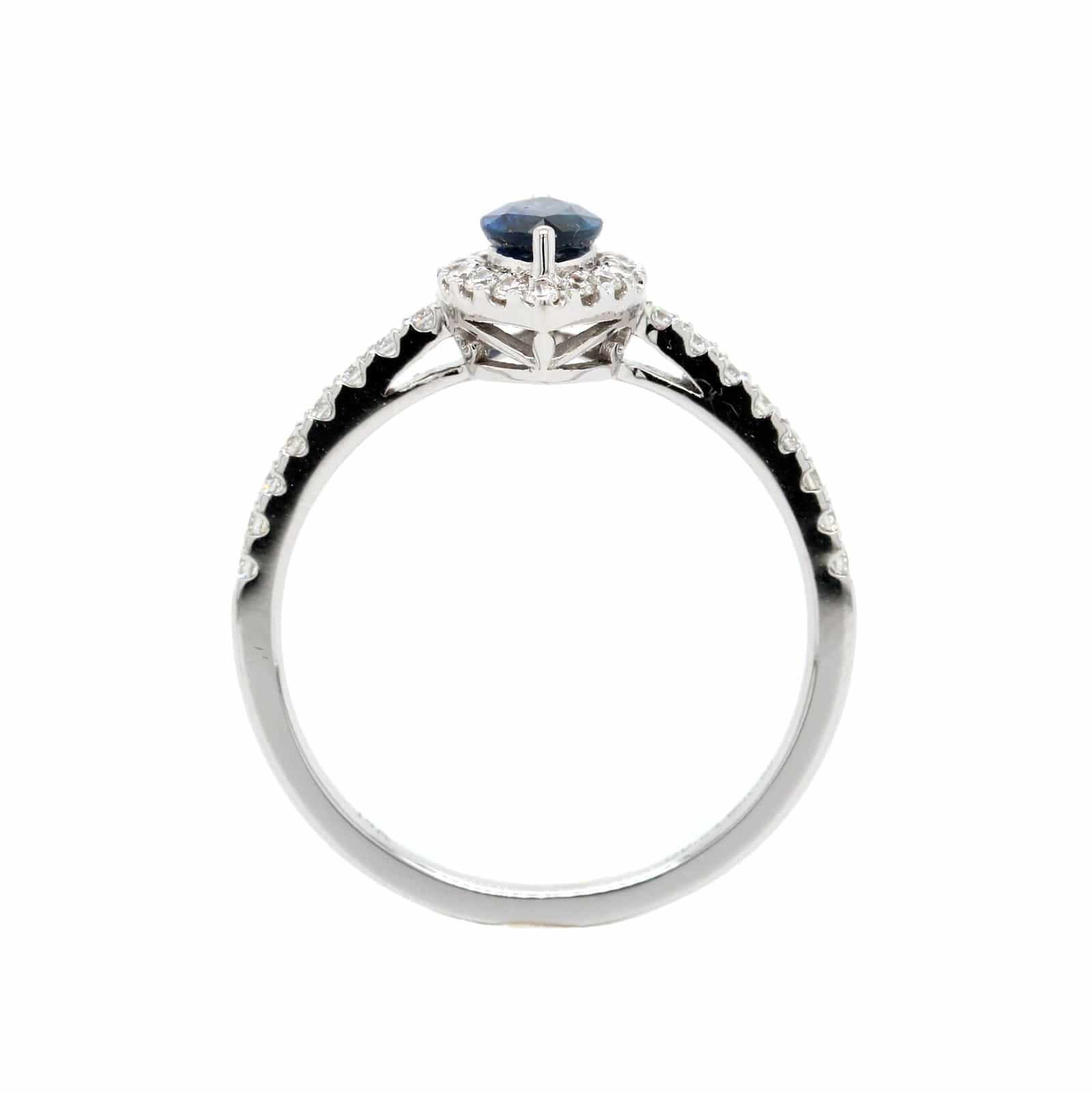 14K White Gold Marquise Cut Sapphire and Diamond Ring - Image 2
