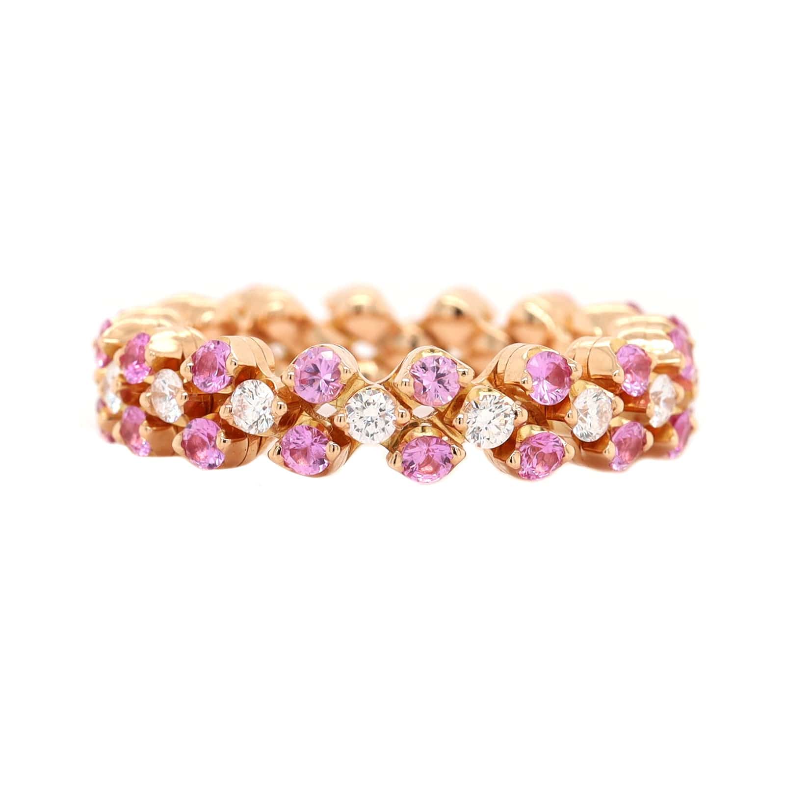 18K Rose Gold Adjustable Sapphire and Diamond Ring - Image 2