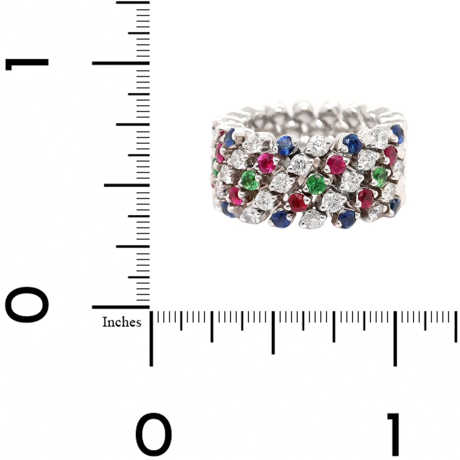 18K White Gold Adjustable Diamond and Multi Gemstone Ring - Image 6