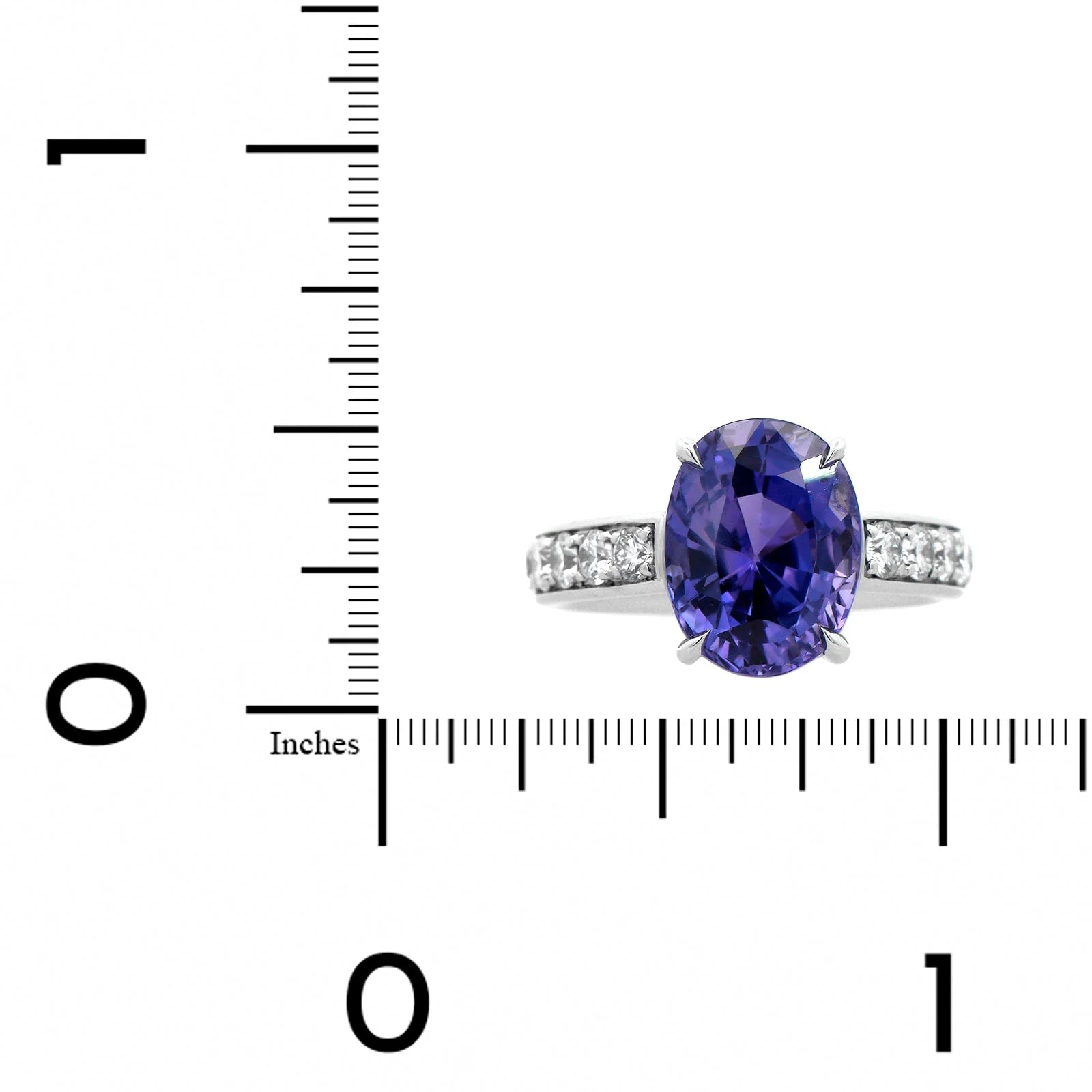 18K White Gold Oval Sapphire and Diamond Ring - Image 3