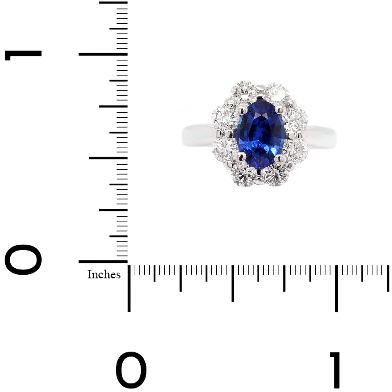 Platinum Oval Sapphire and Diamond Halo Ring - Image 4