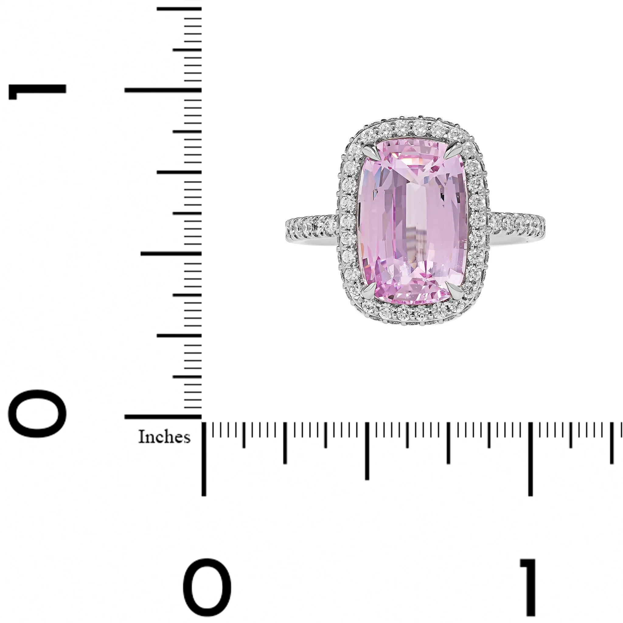 Platinum Cushion Shaped Sapphire and Diamond Halo Ring - Image 4