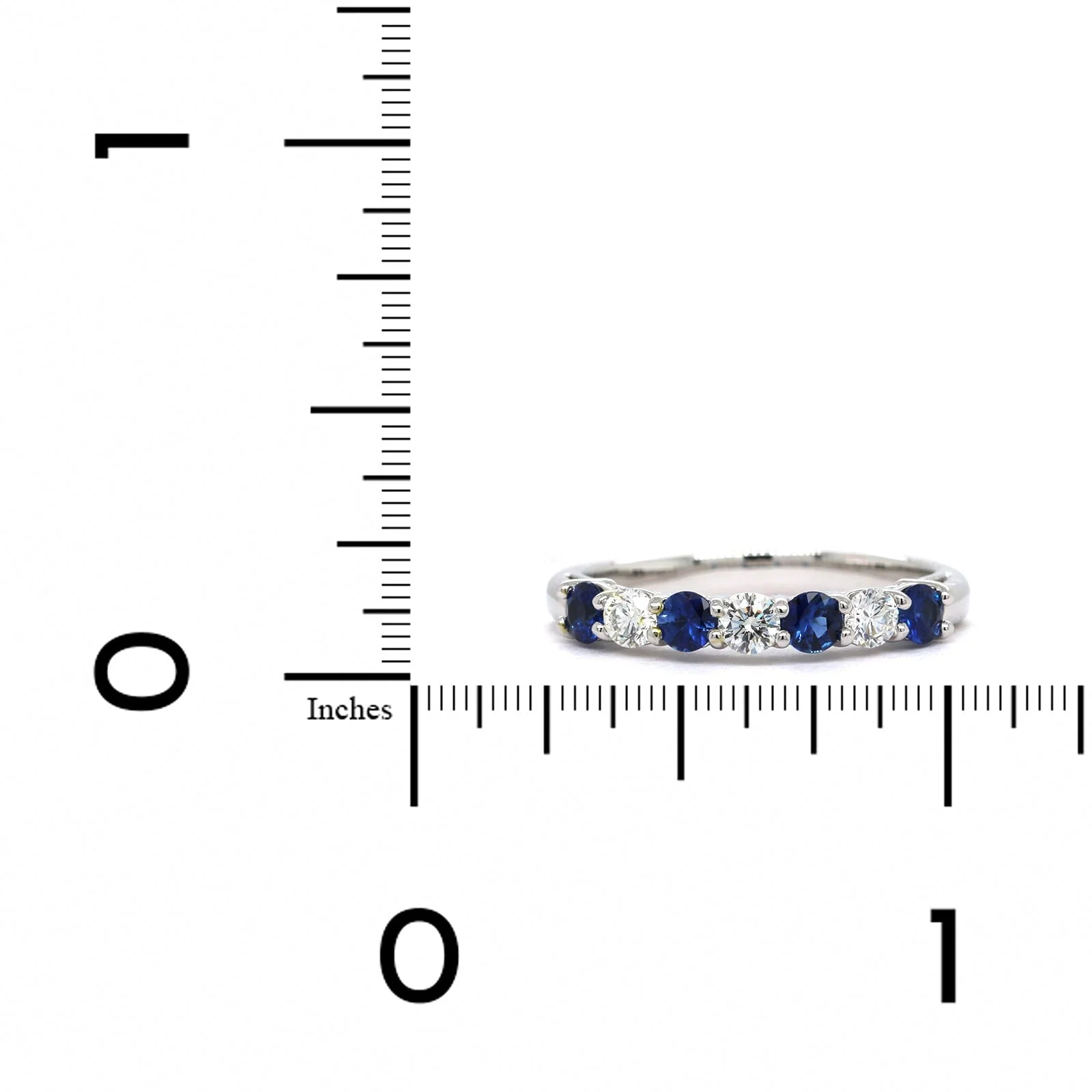 Platinum Shared Prong Sapphire and Diamond Band - Image 3
