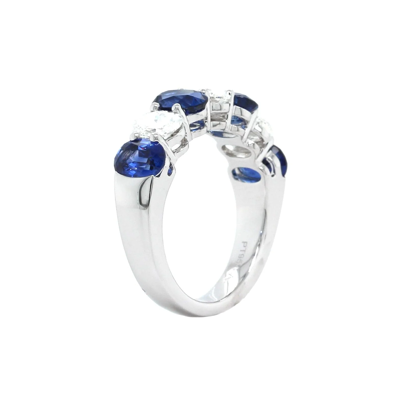 Platinum Shared Prong Oval Sapphire and Diamond Ring - Image 2