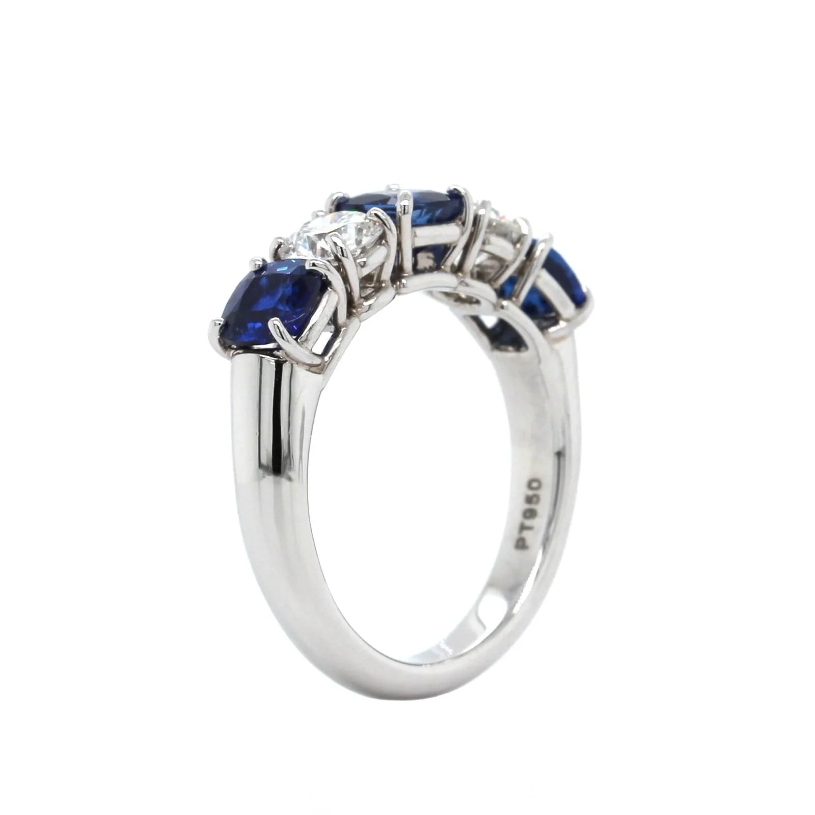 Platinum Cushion Sapphire and Diamond Band - Image 2