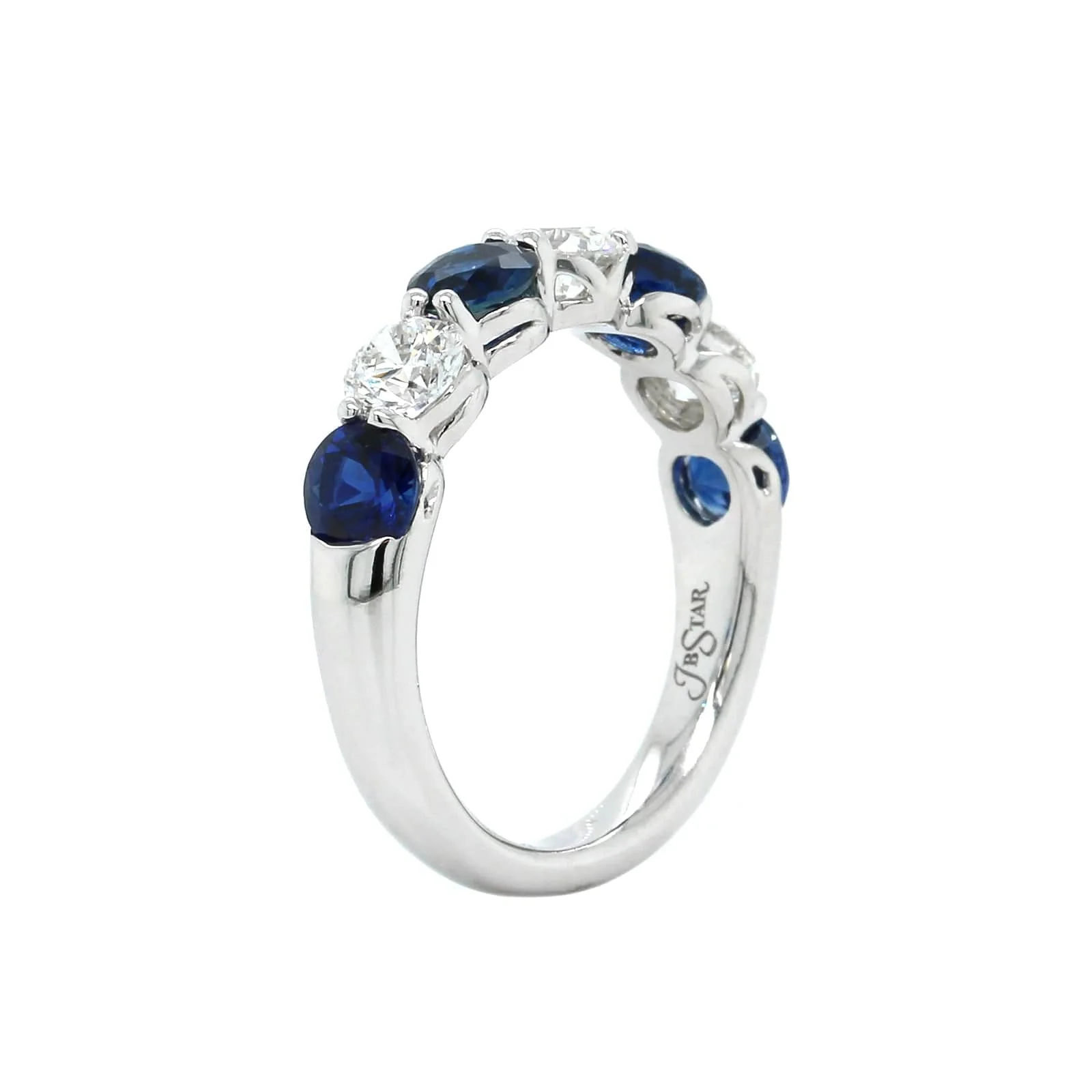 Platinum 7 Stone Sapphire and Diamond Band - Image 2