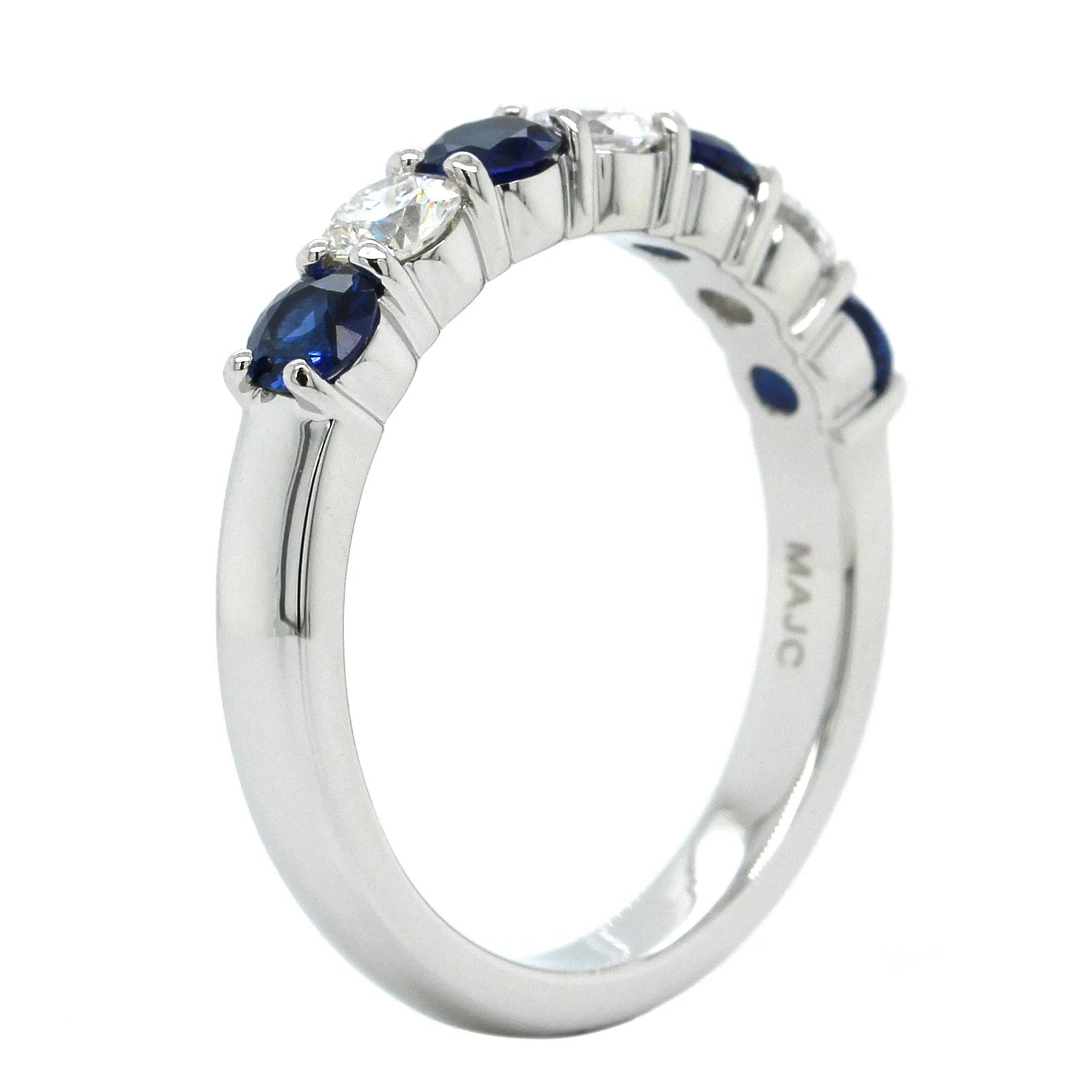 Platinum Shared Prong Sapphire and Diamond Band - Image 2