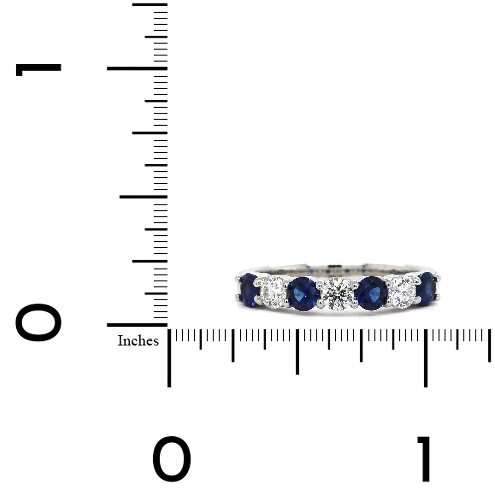 Platinum Shared Prong Sapphire and Diamond Band - Image 3