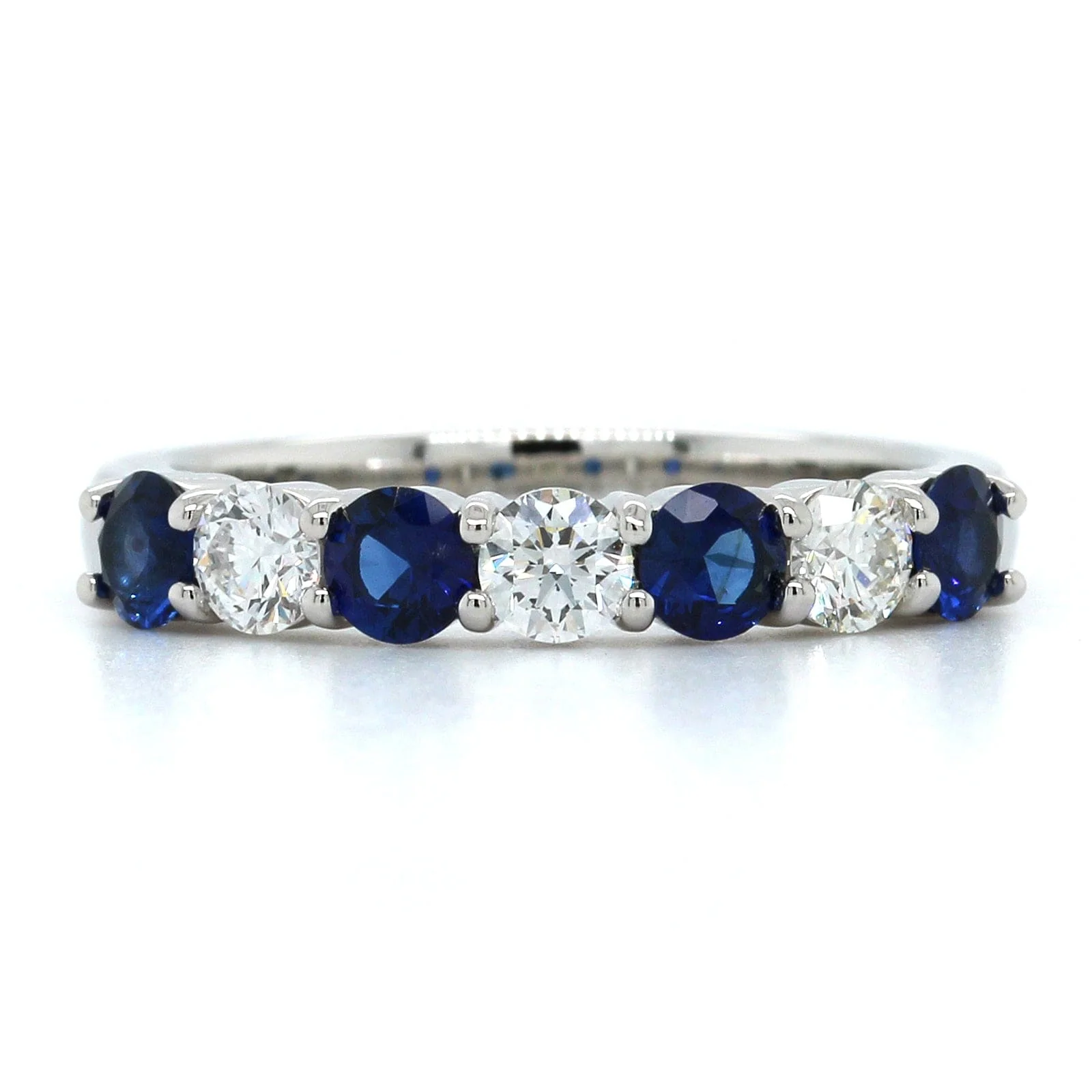 Platinum Shared Prong Sapphire and Diamond Band - Image 4