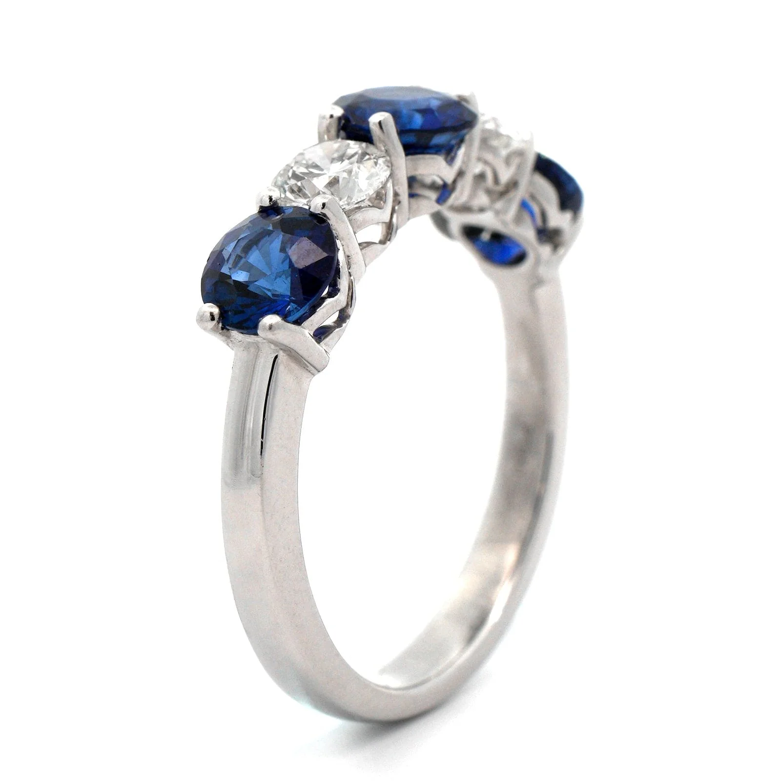 Platinum Diamond and Sapphire 5 Stone Band - Image 2