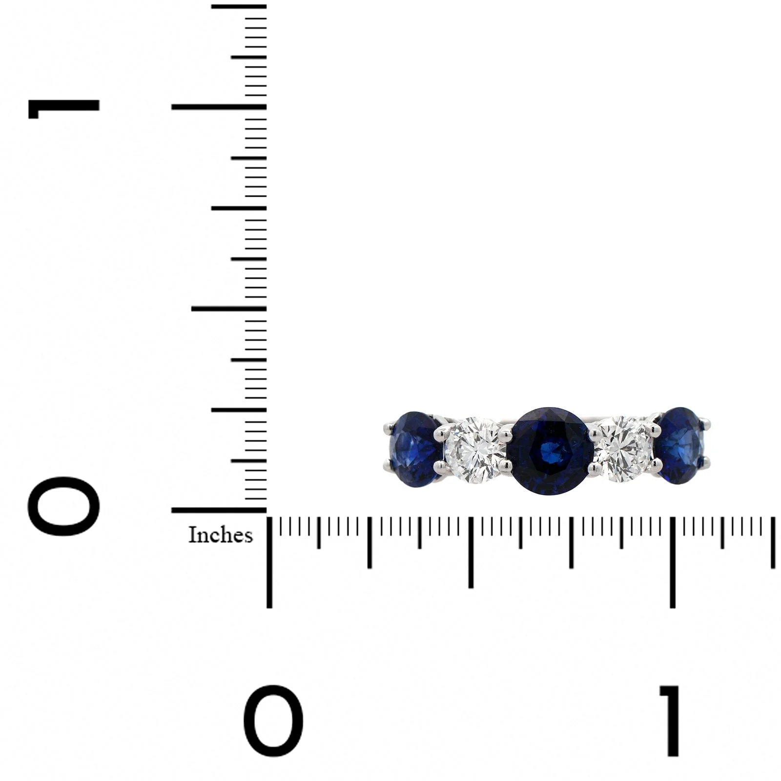 Platinum Diamond and Sapphire 5 Stone Band - Image 4