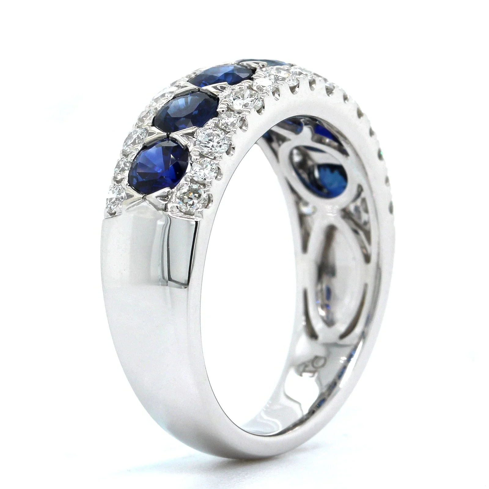 14K White Gold Sapphire and Diamond Band - Image 2