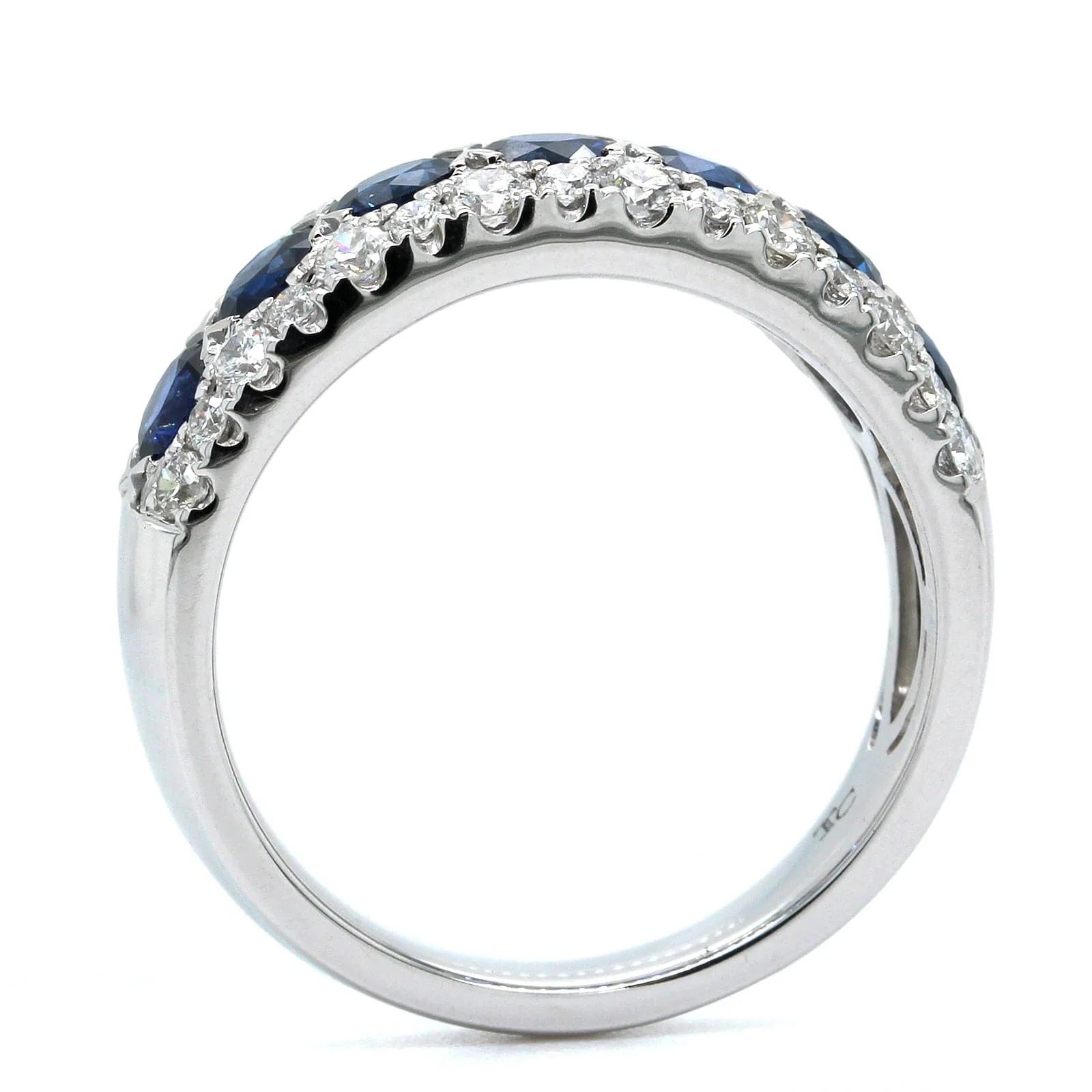14K White Gold Sapphire and Diamond Band - Image 3