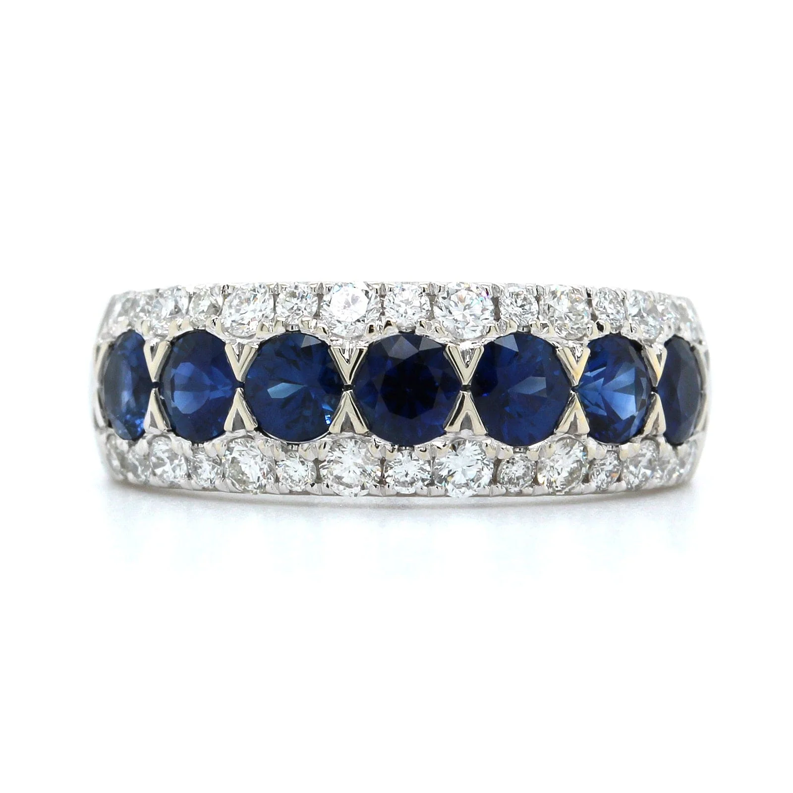 14K White Gold Sapphire and Diamond Band - Image 5
