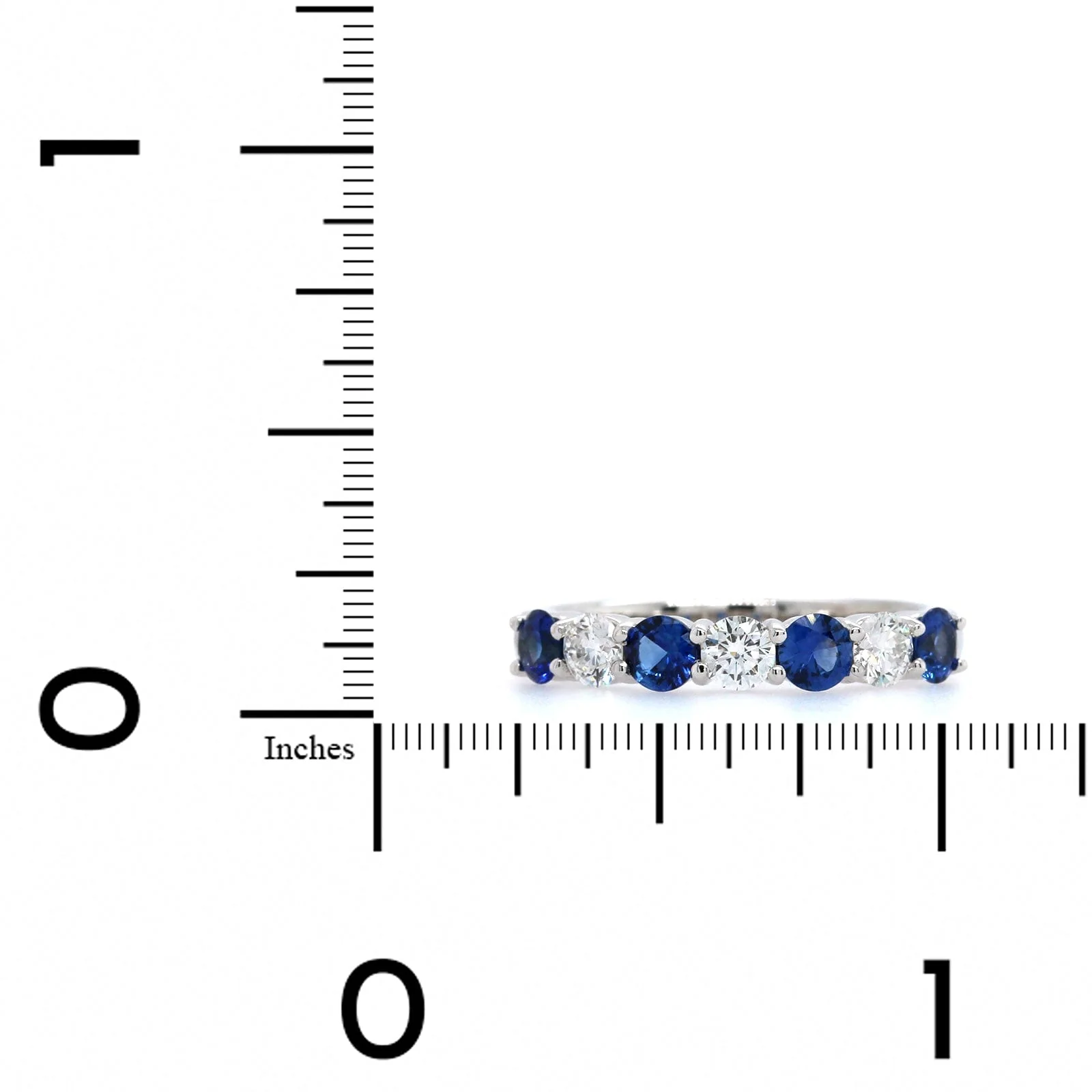 18K White Gold Shared Prong Sapphire and Diamond Band - Image 4