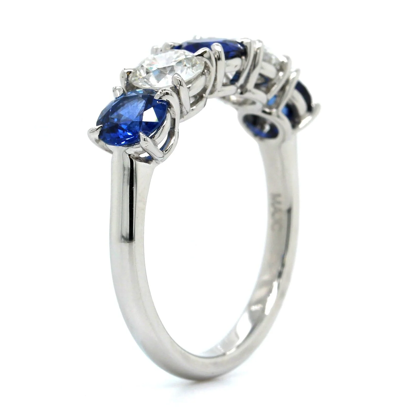 Platinum Shared Prong Sapphire and Diamond Band - Image 2