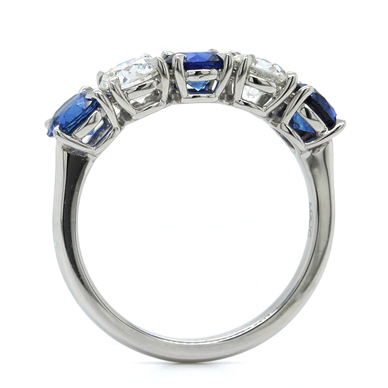 Platinum Shared Prong Sapphire and Diamond Band - Image 3