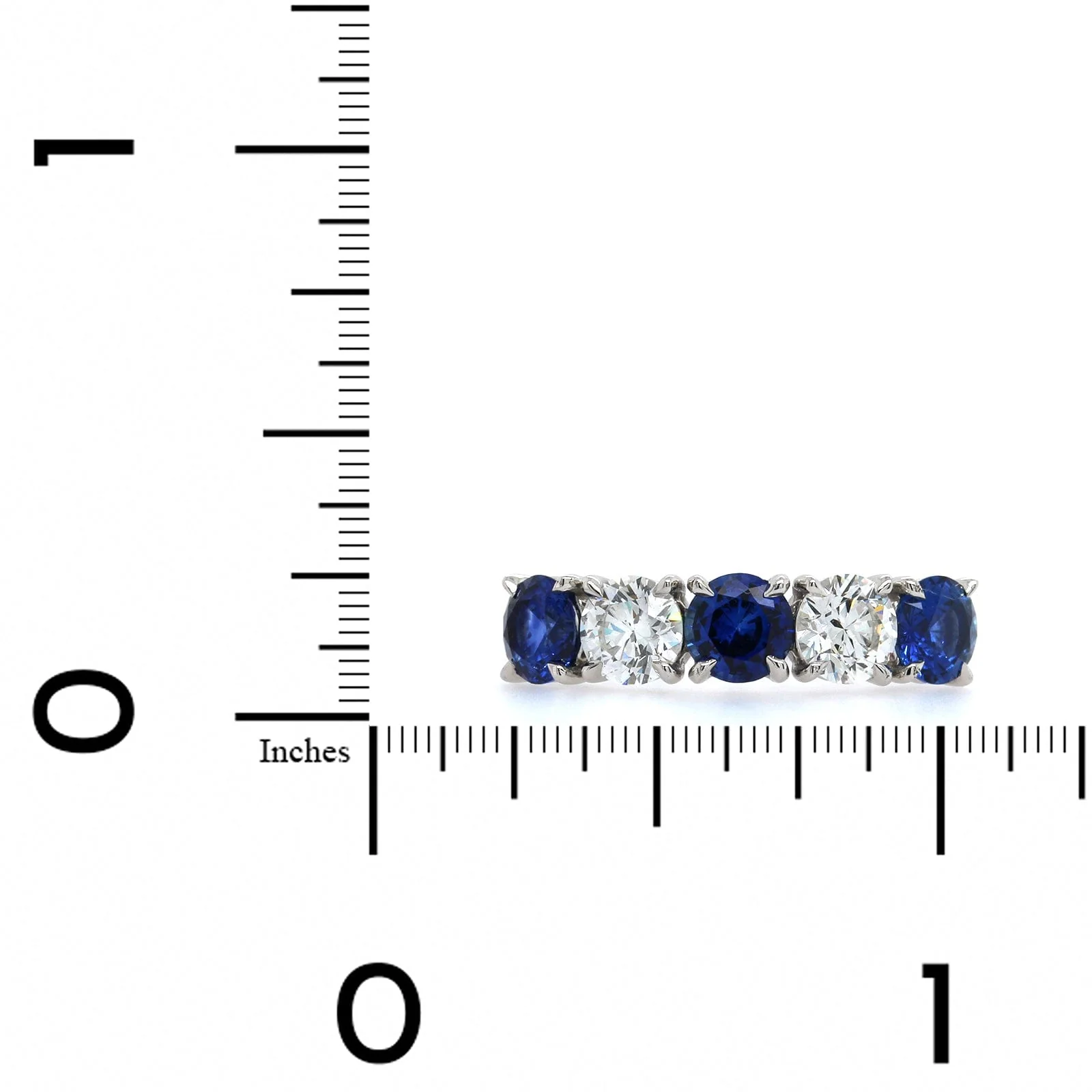 Platinum Shared Prong Sapphire and Diamond Band - Image 4