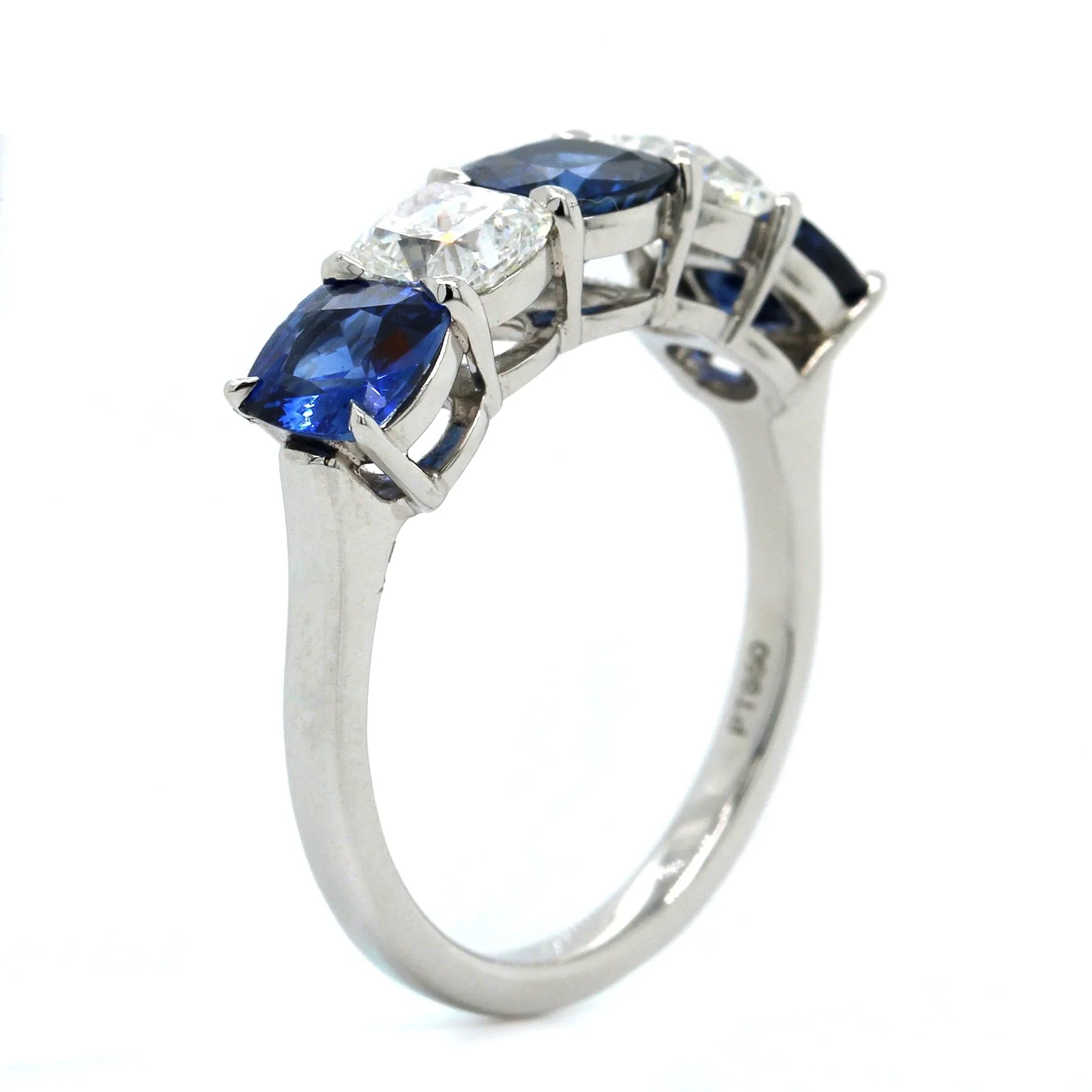 Platinum Shared Prong Sapphire and Diamond Band - Image 2