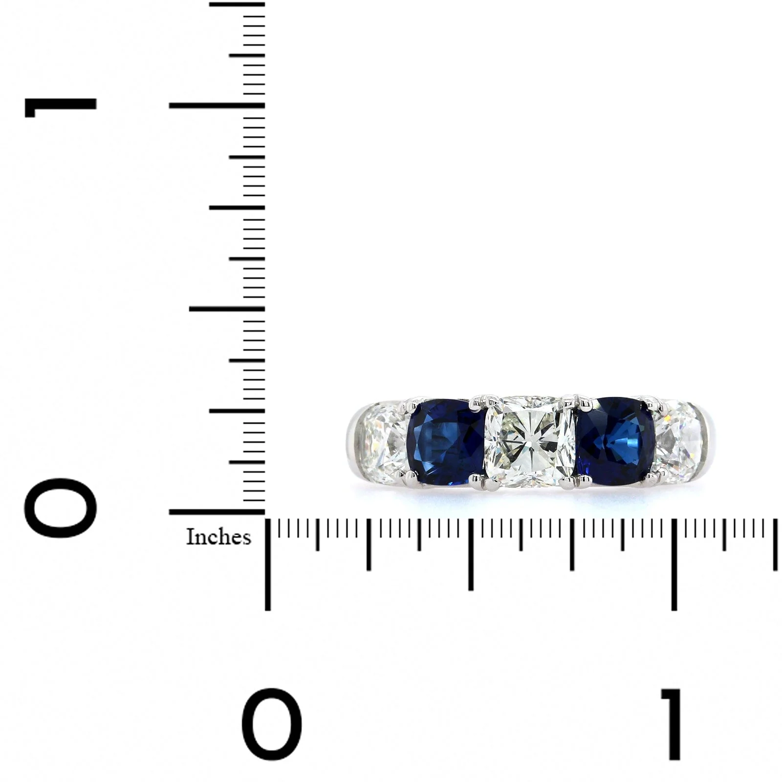 Platinum 5 Stone Sapphire and Diamond Band - Image 4
