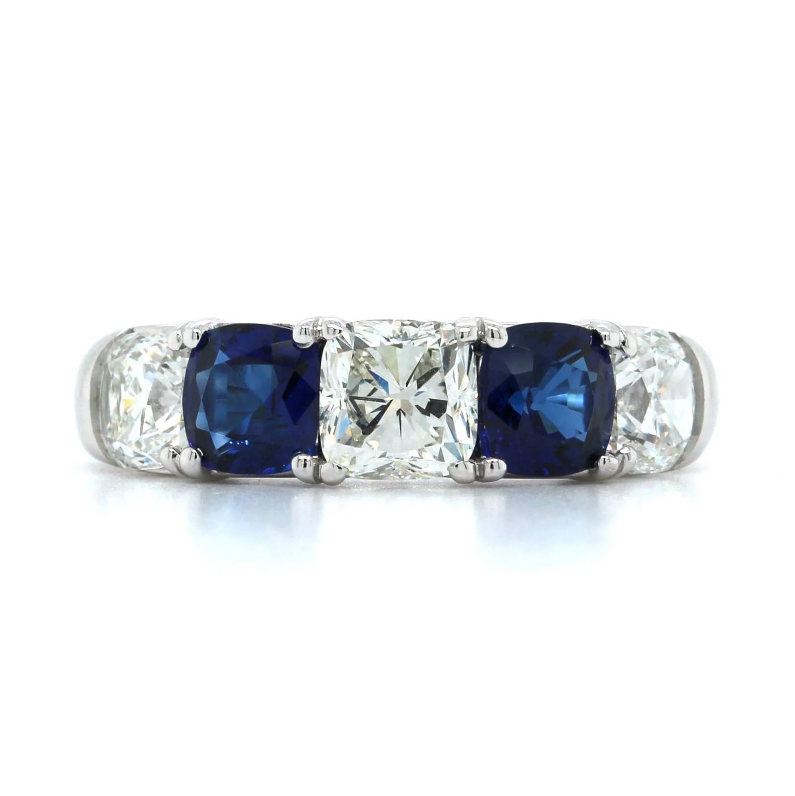 Platinum 5 Stone Sapphire and Diamond Band - Image 5