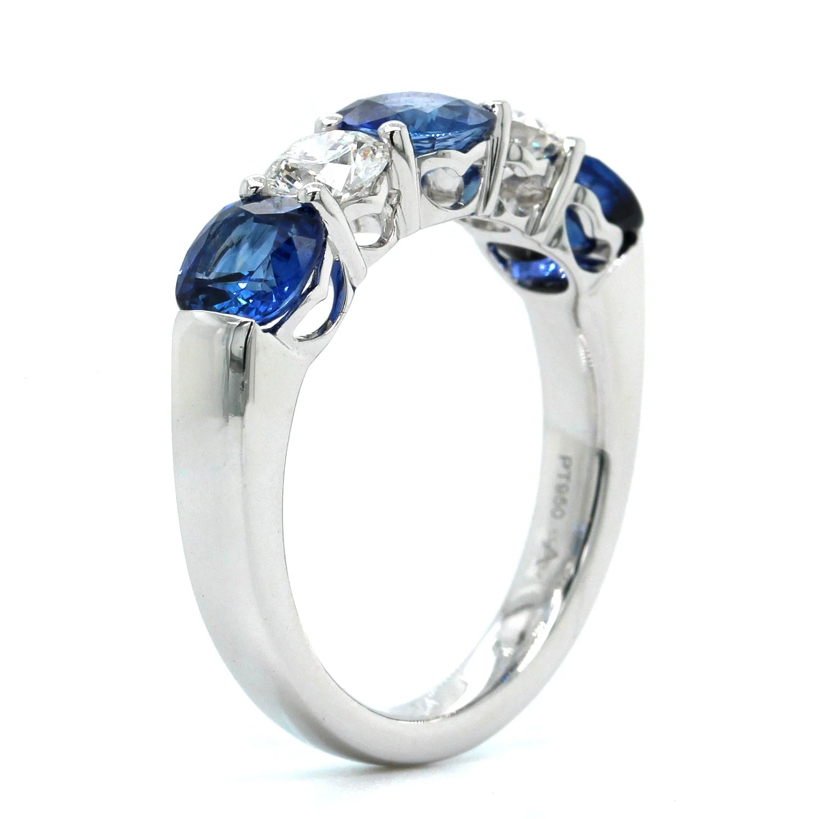 Platinum Diamond and Sapphire Shared Prong Band - Image 2