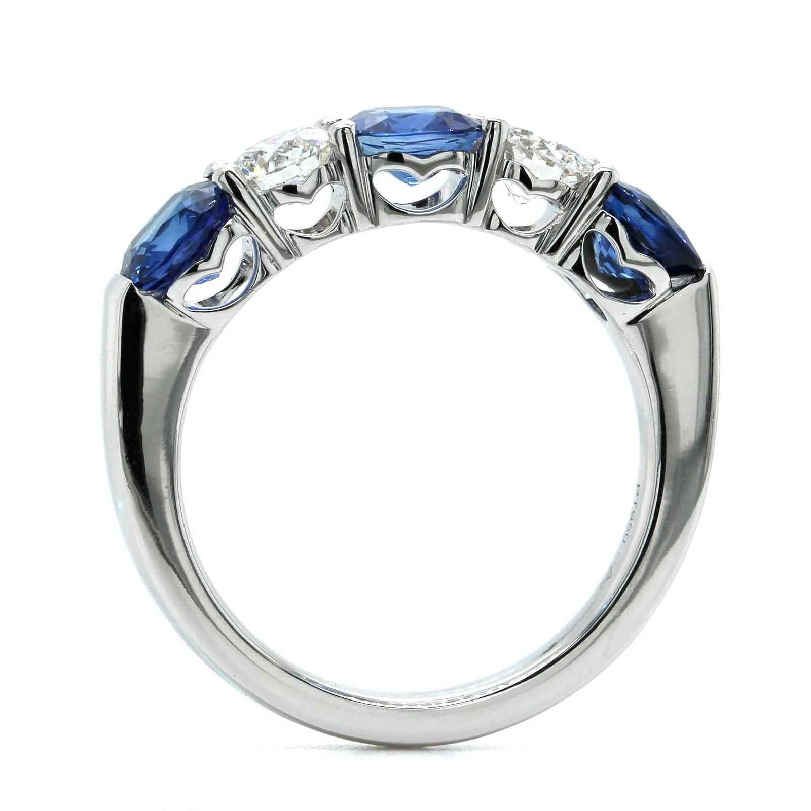 Platinum Diamond and Sapphire Shared Prong Band - Image 3
