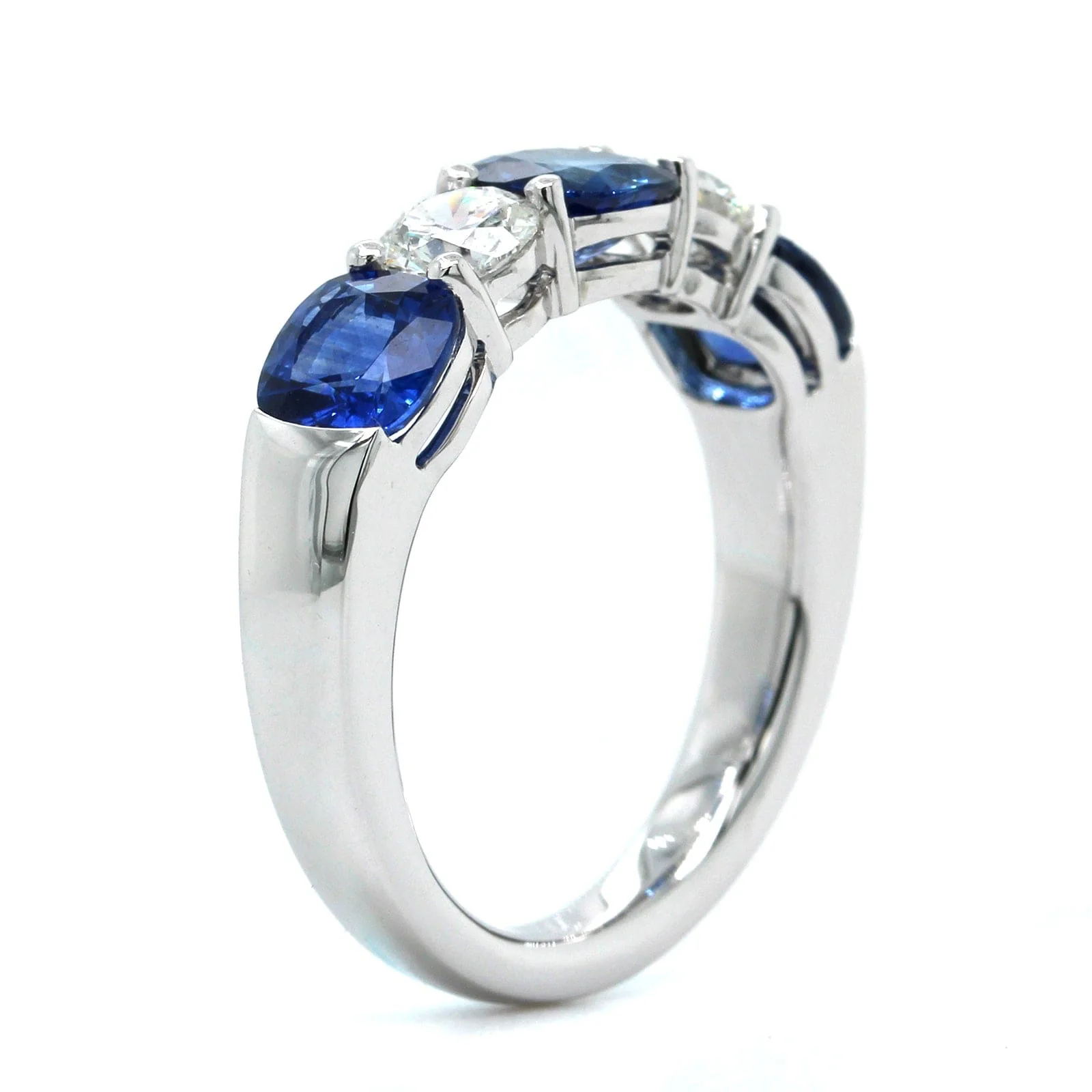 Platinum Diamond and Sapphire Shared Prong Band - Image 2