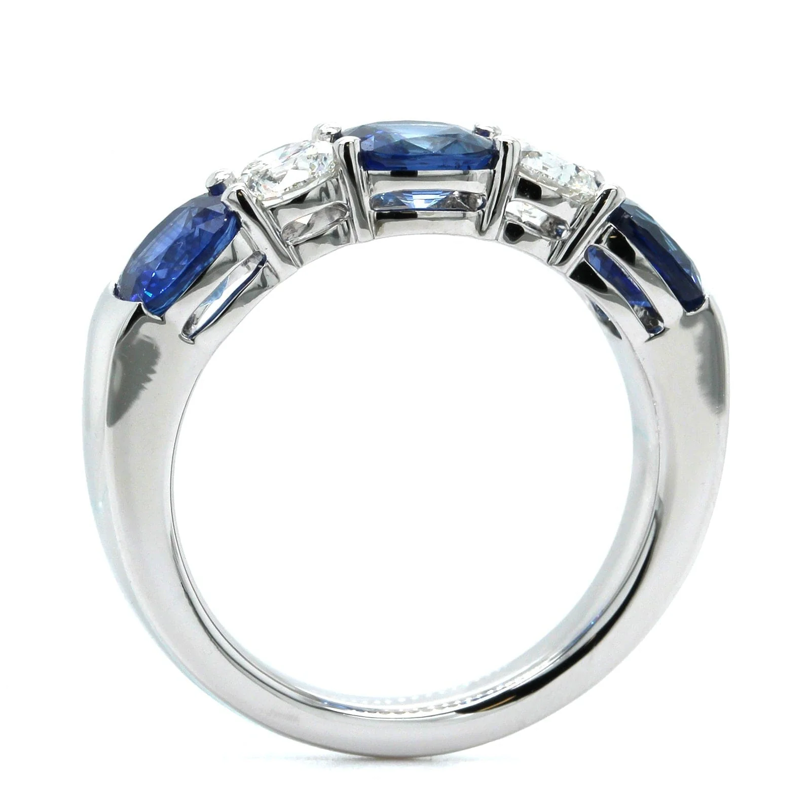 Platinum Diamond and Sapphire Shared Prong Band - Image 3