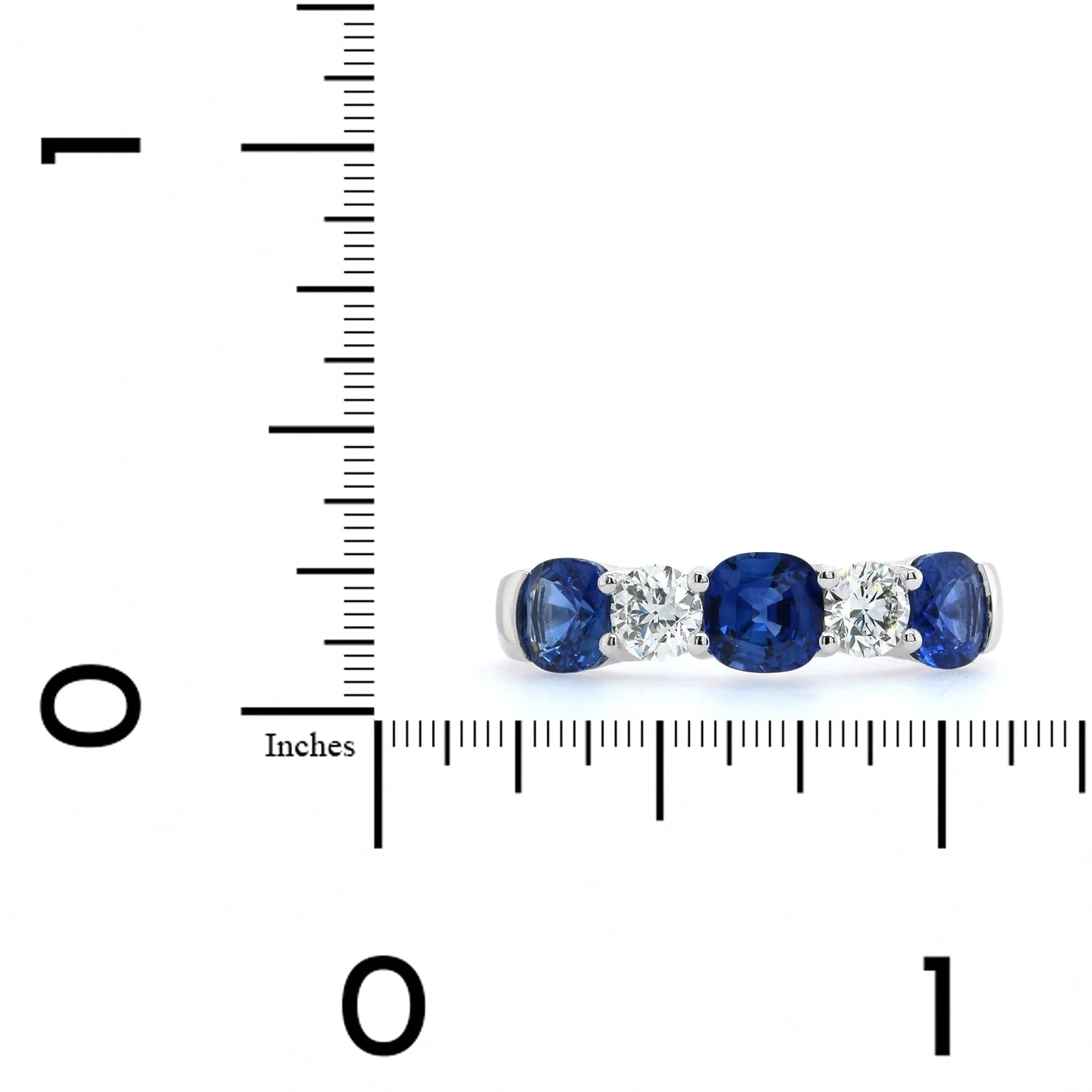 Platinum Diamond and Sapphire Shared Prong Band - Image 4