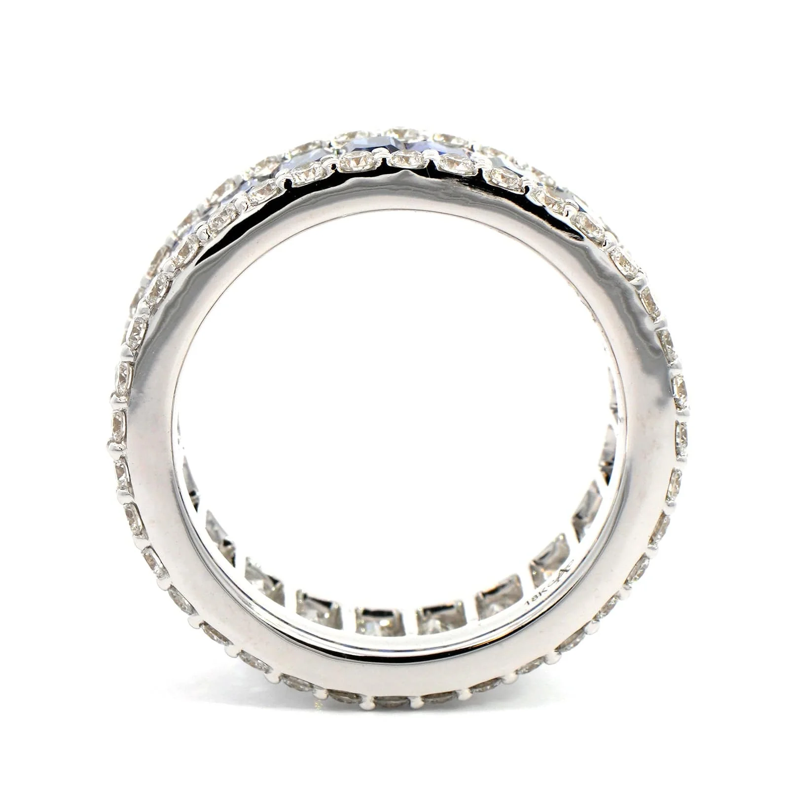 18K White Gold Prongset Set Diamond and Sapphire Eternity Band - Image 4