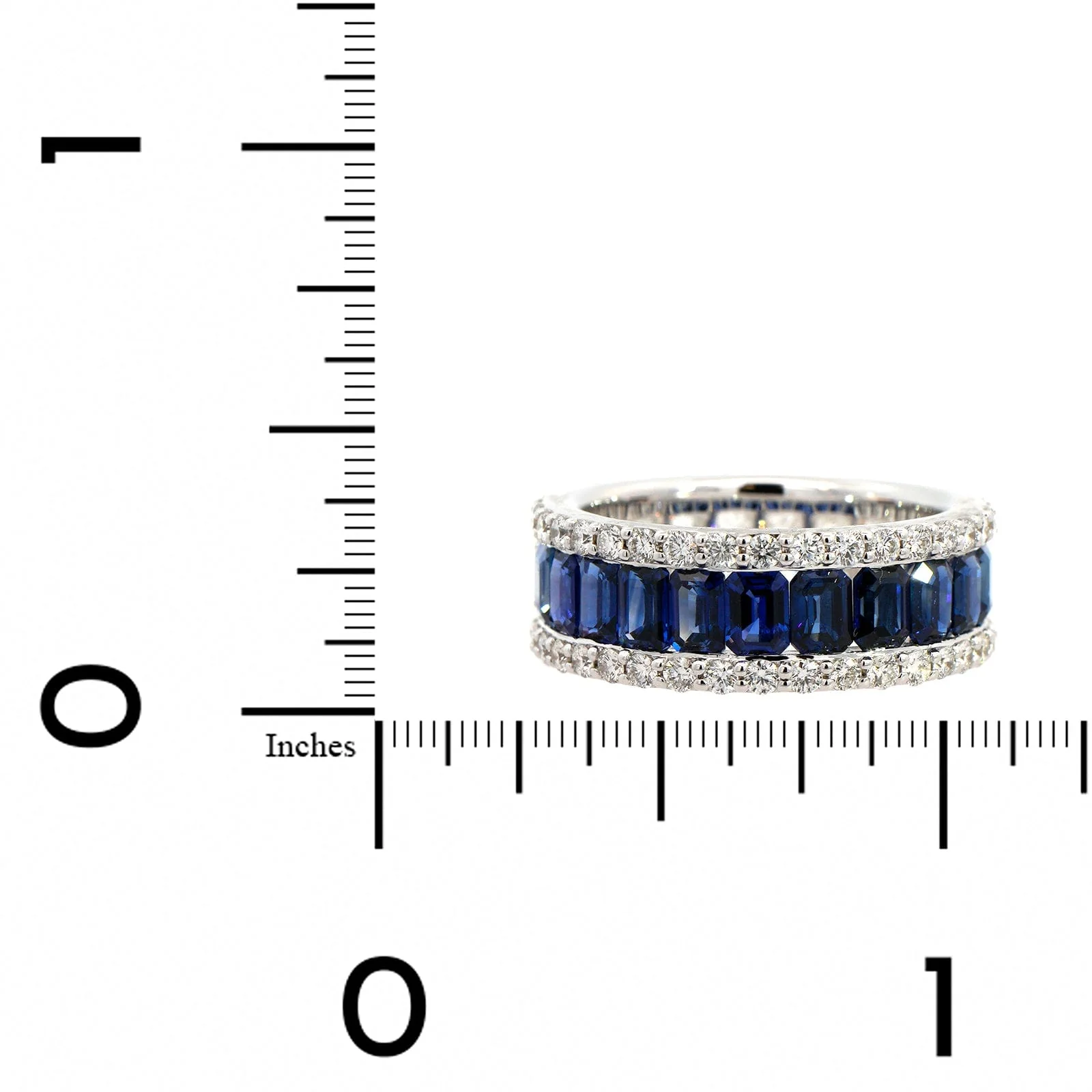 18K White Gold Prongset Set Diamond and Sapphire Eternity Band - Image 5