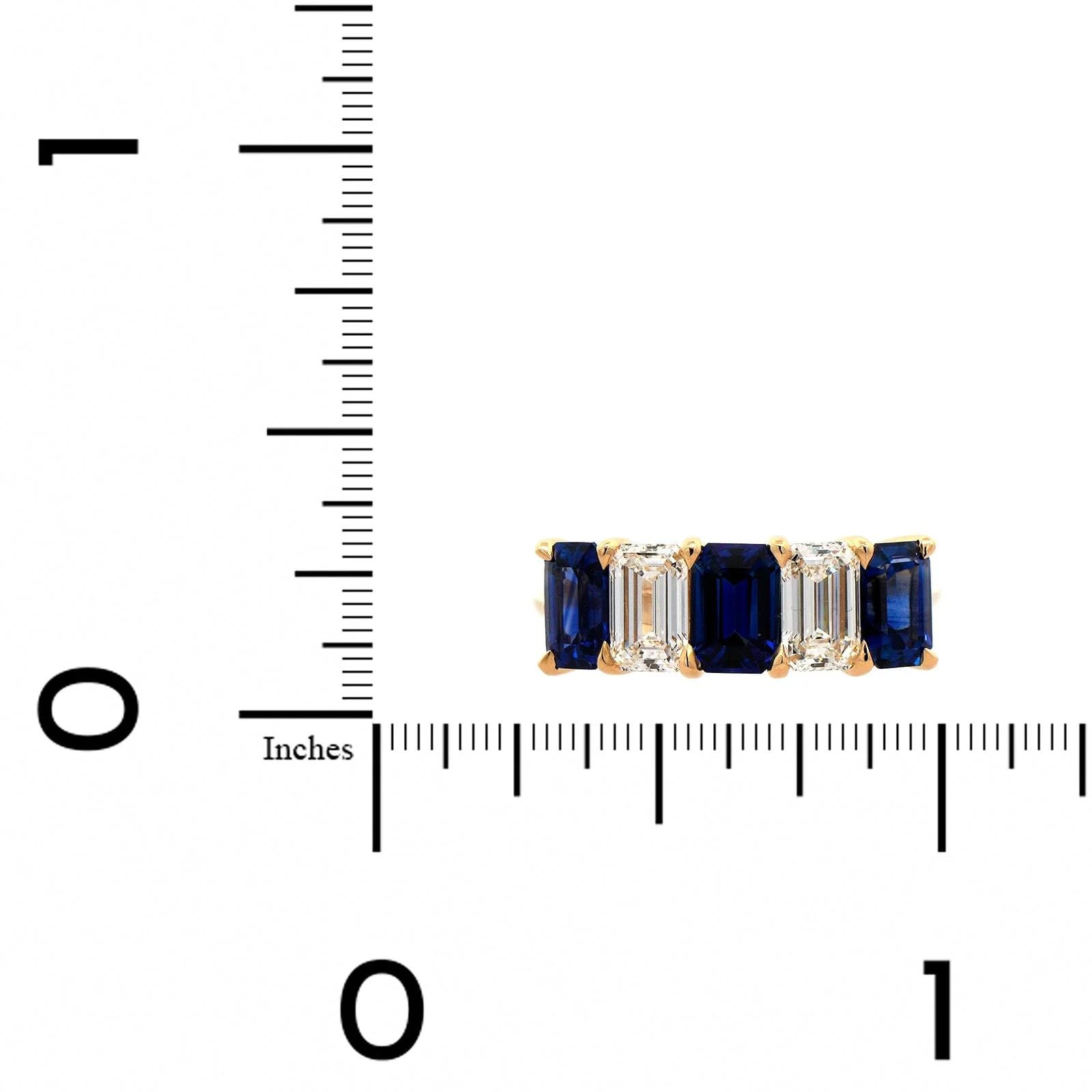 18K Yellow Gold 5 Stone Sapphire and Diamond Band - Image 4