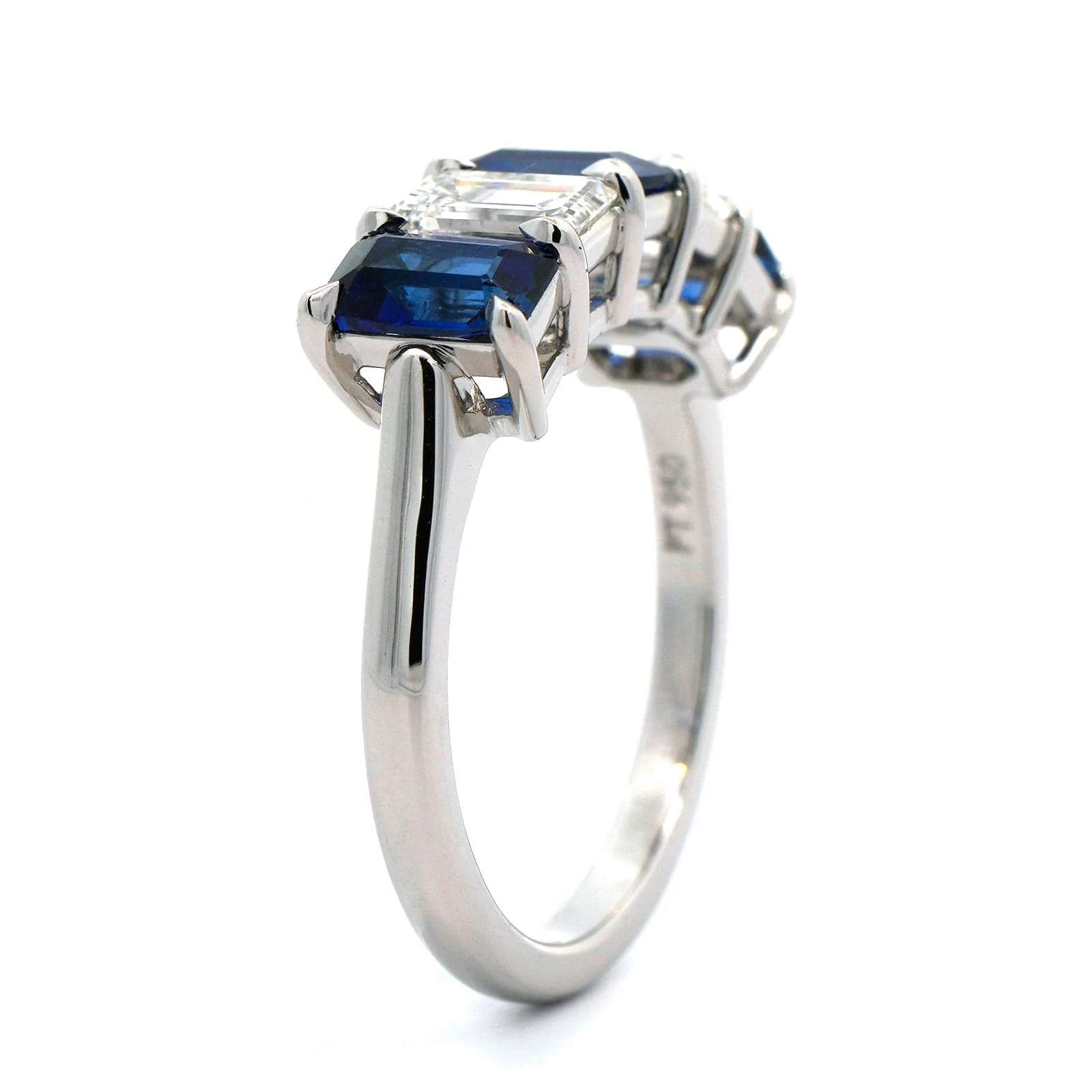 Platinum 5 Stone Sapphire and Diamond Band - Image 2