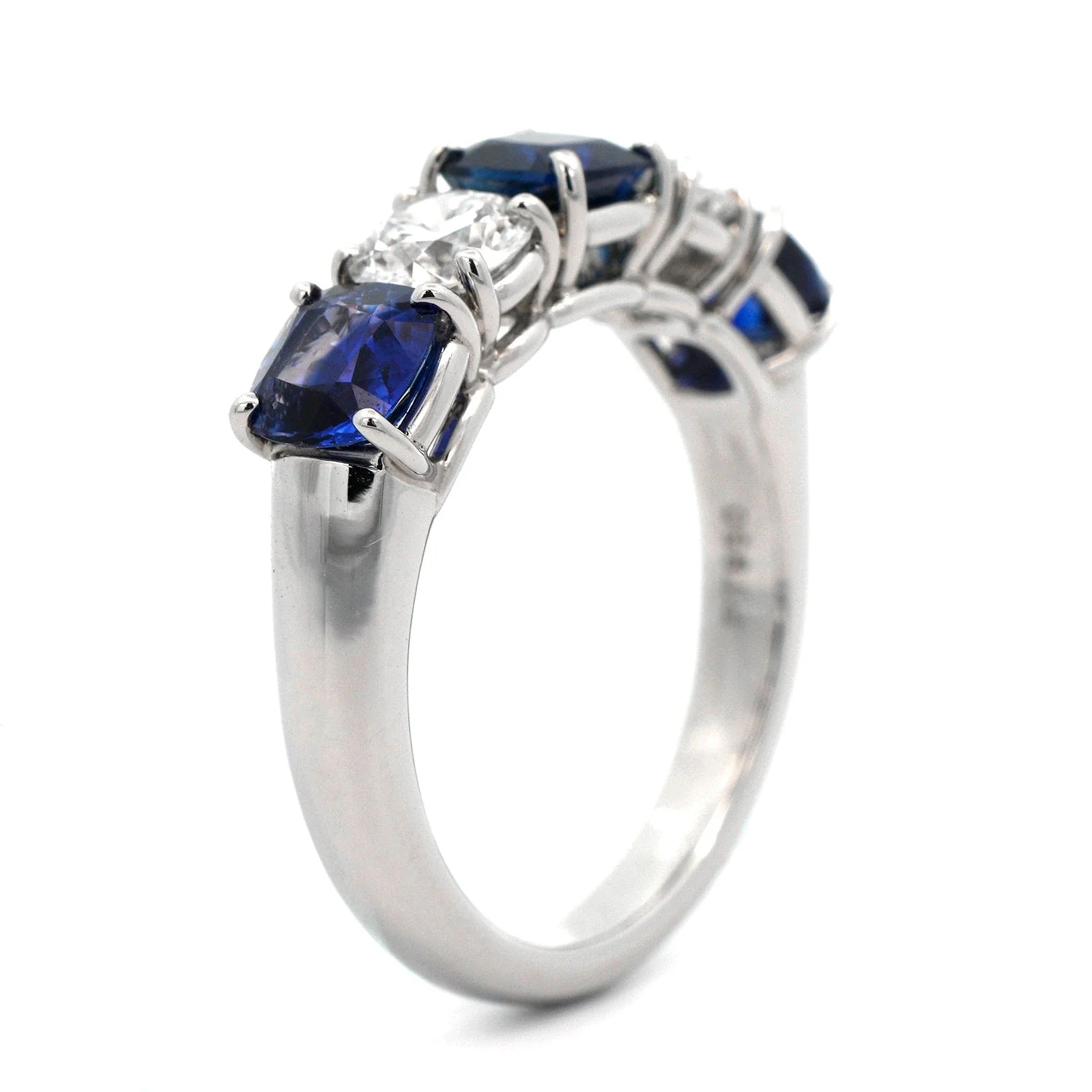 Platinum 5 Stone Sapphire and Diamond Band - Image 2