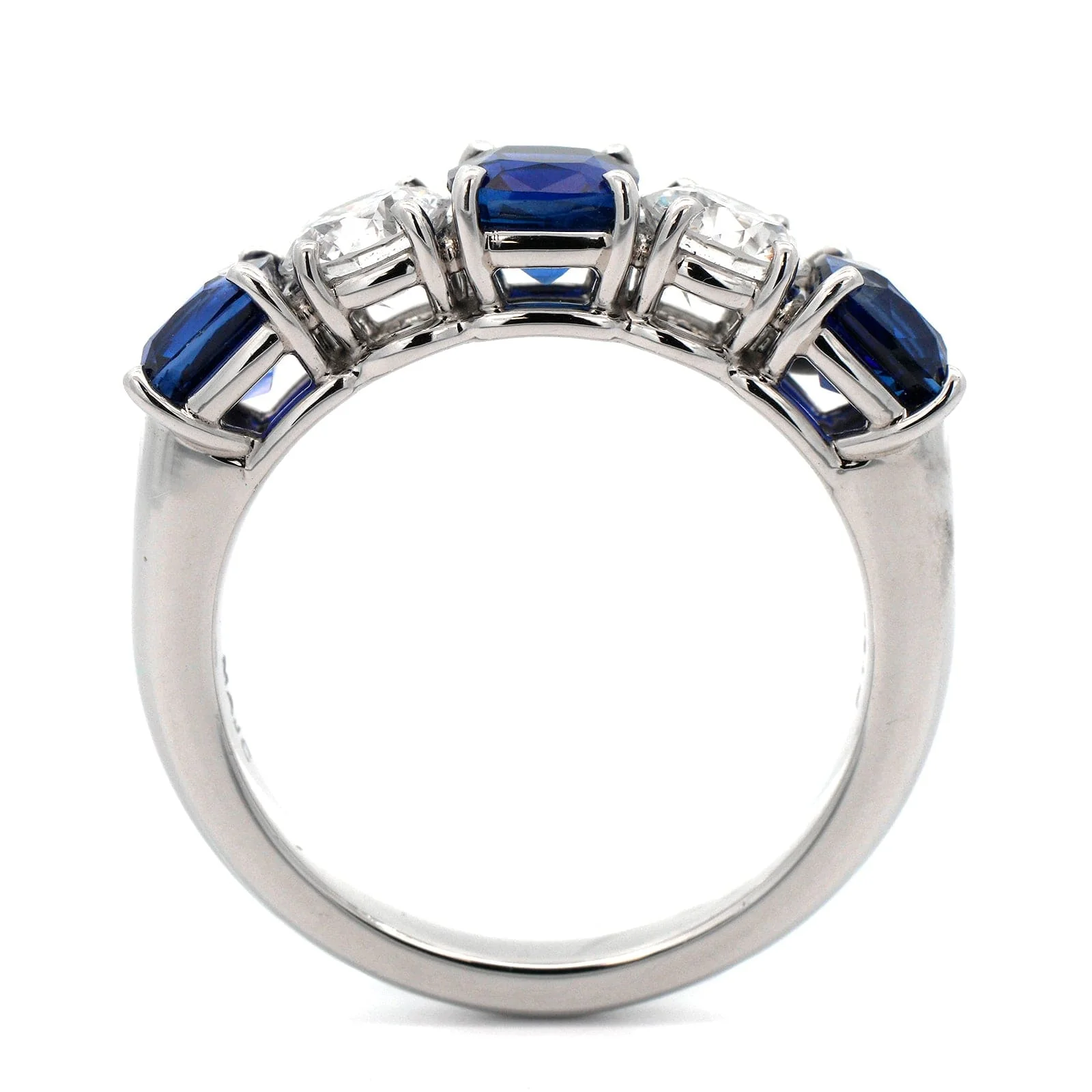 Platinum 5 Stone Sapphire and Diamond Band - Image 3