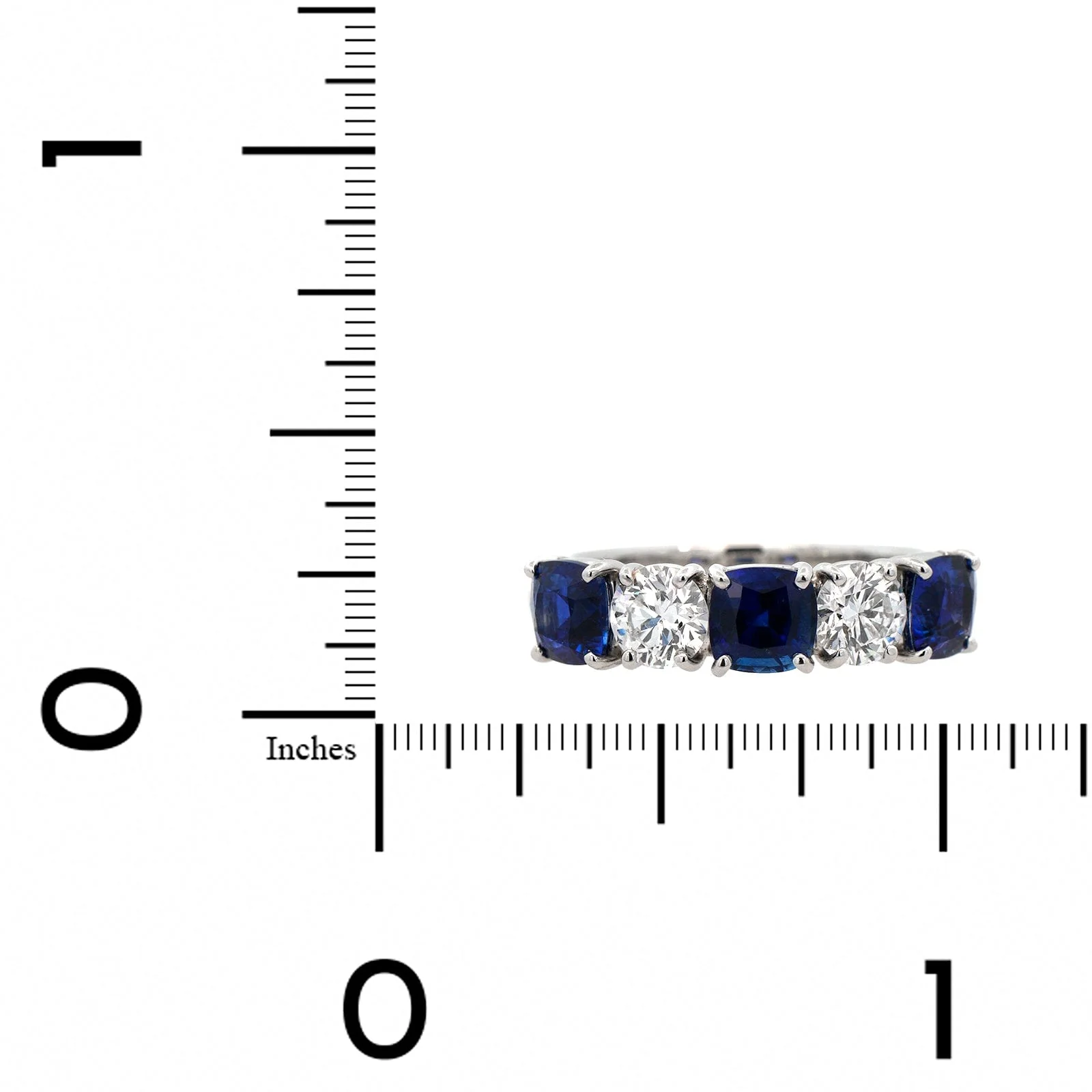 Platinum 5 Stone Sapphire and Diamond Band - Image 4
