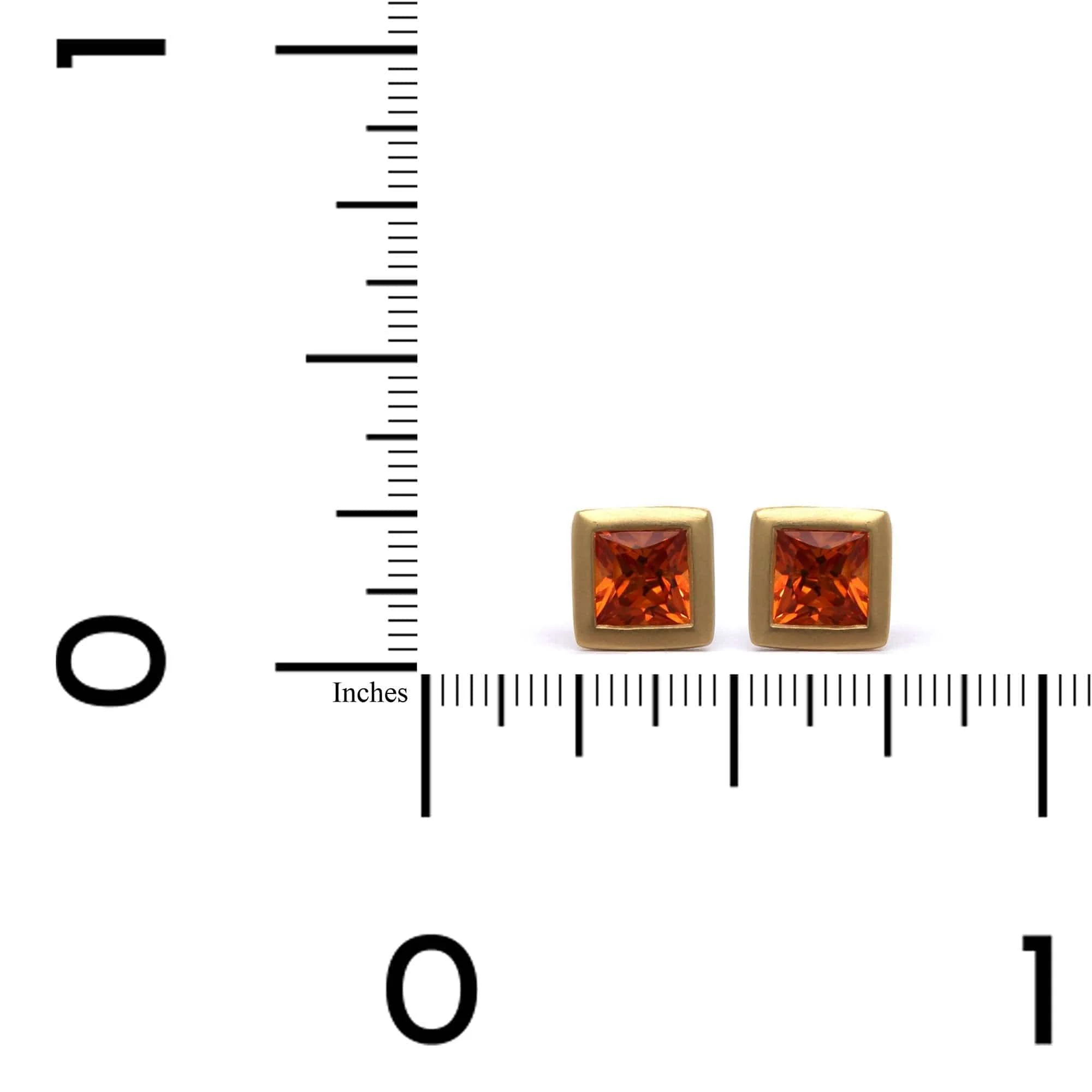 18K Yellow Gold Orange Sapphire Stud Earrings - Image 2