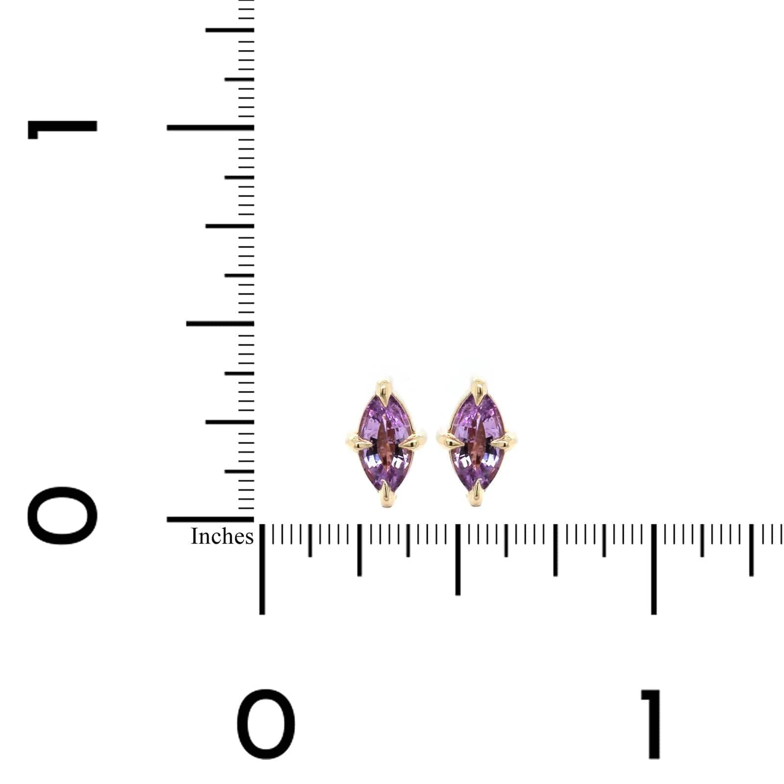 14K Yellow Gold Lavender Sapphire Stud Earrings - Image 3